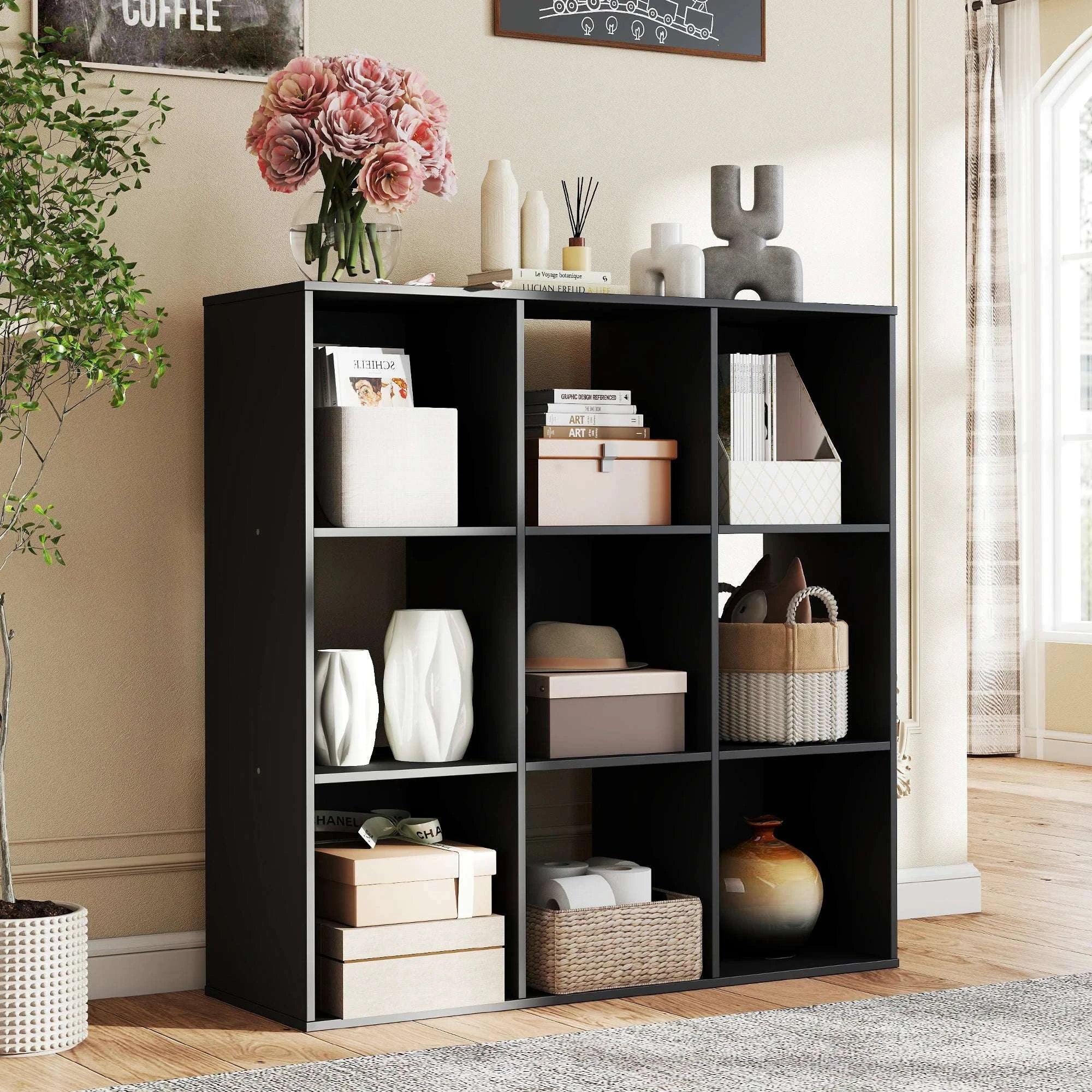 9 Cube Storage Organizer Wooden Bookcase Shelf for Home