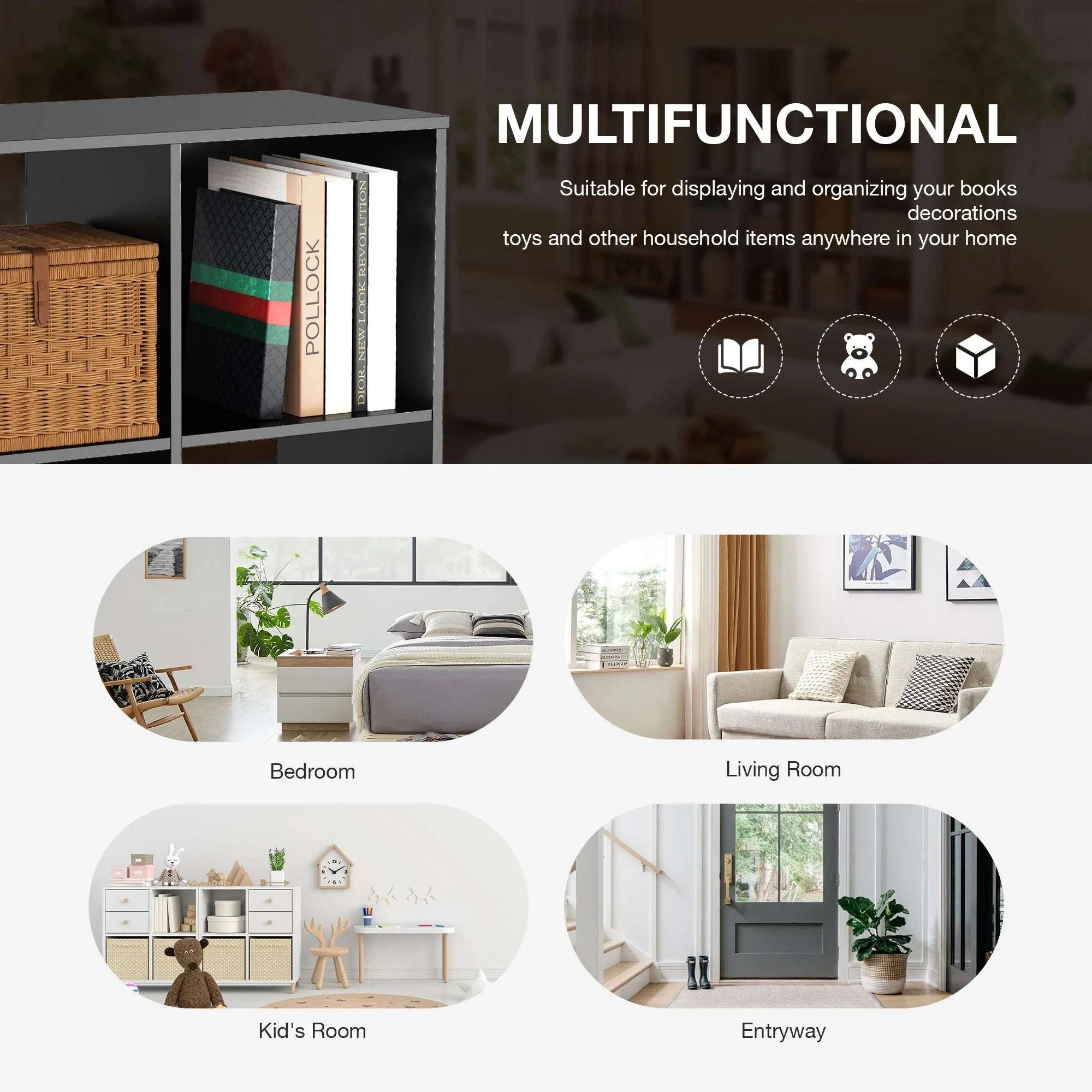 9 Cube Storage Organizer Wooden Bookcase Shelf for Home - Image 5