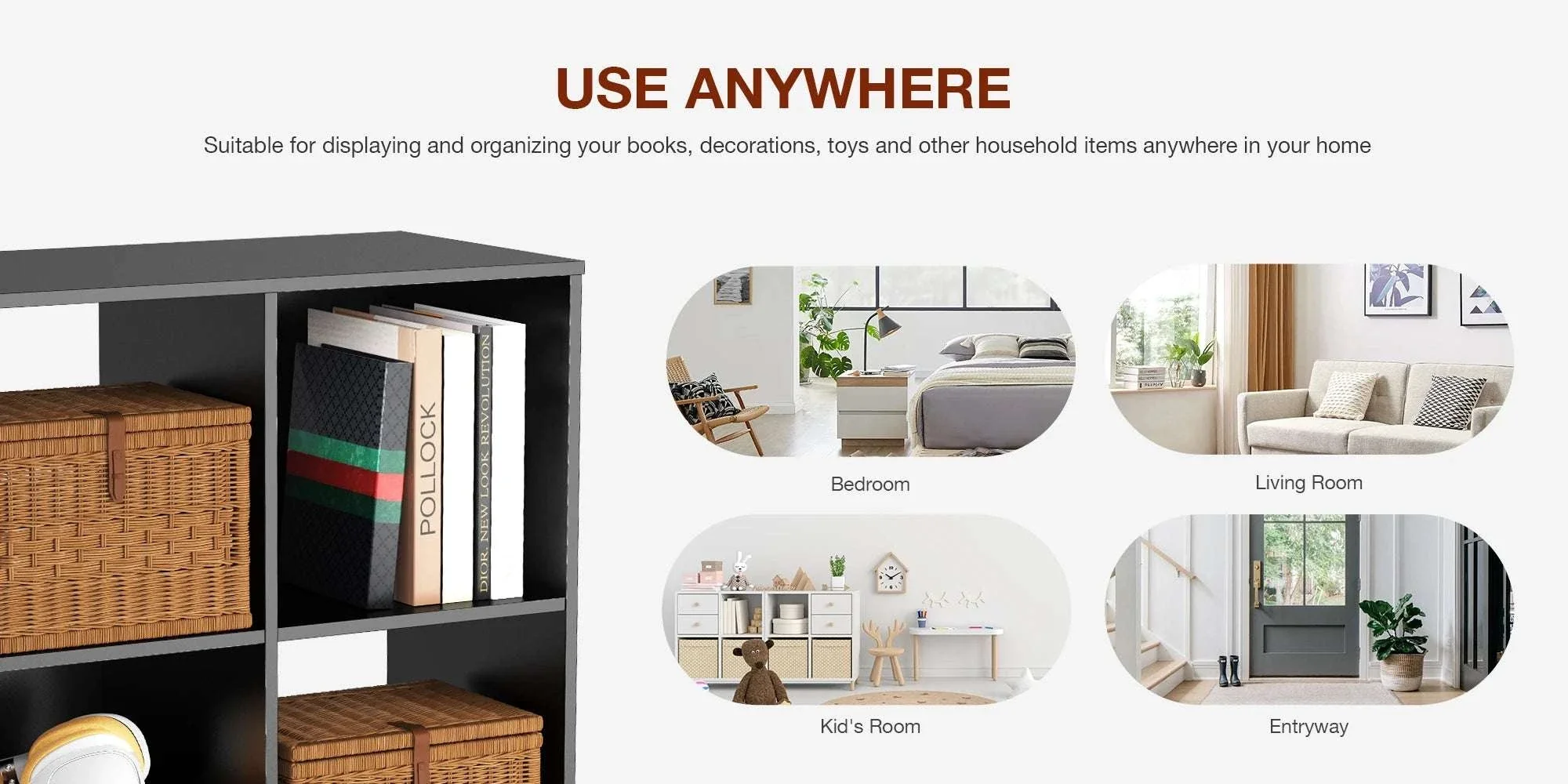 9 Cube Storage Organizer Wooden Bookcase Shelf for Home - Image 9