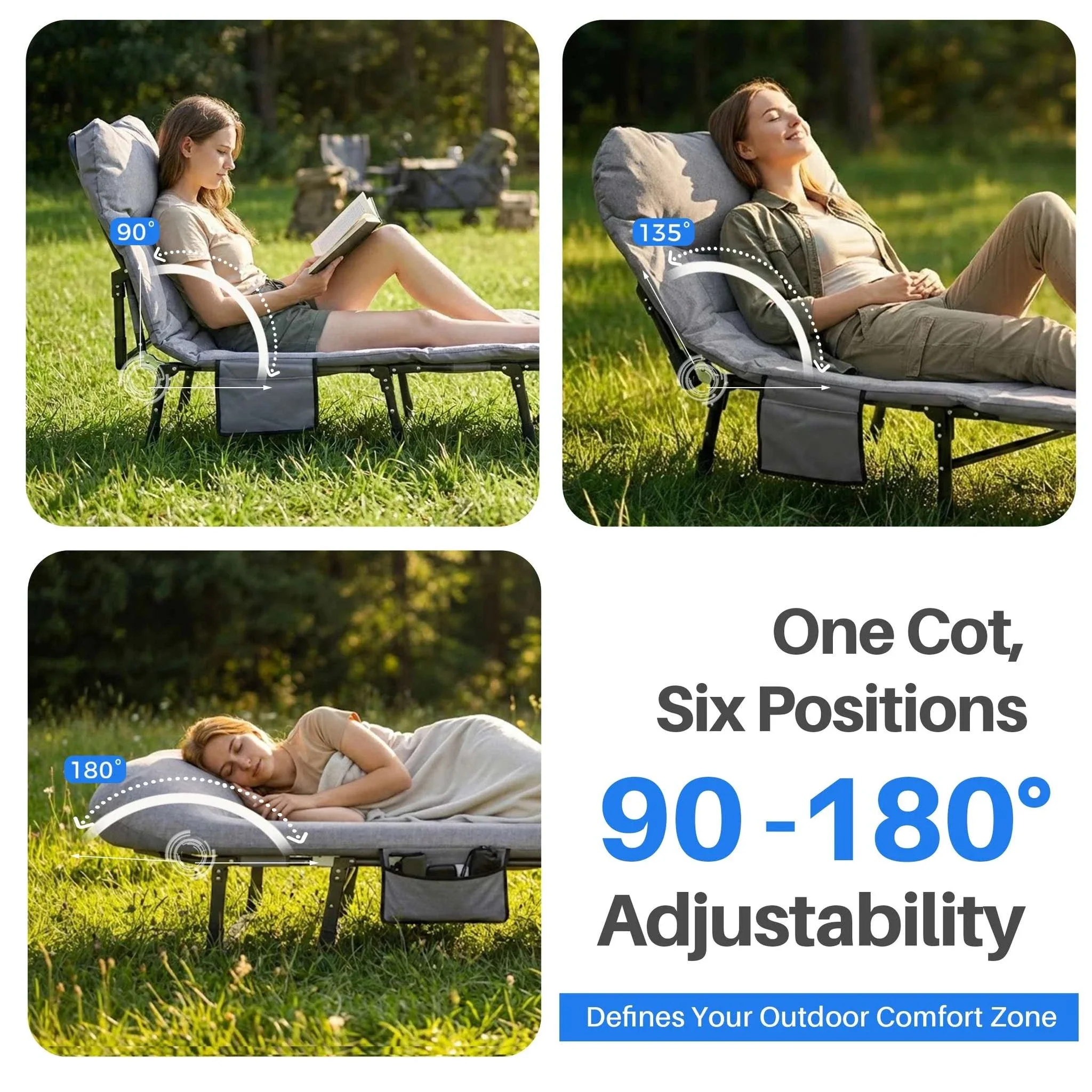Adjustable Folding Camping Bed with Mattress & Carry Bag 440 lb - Image 12