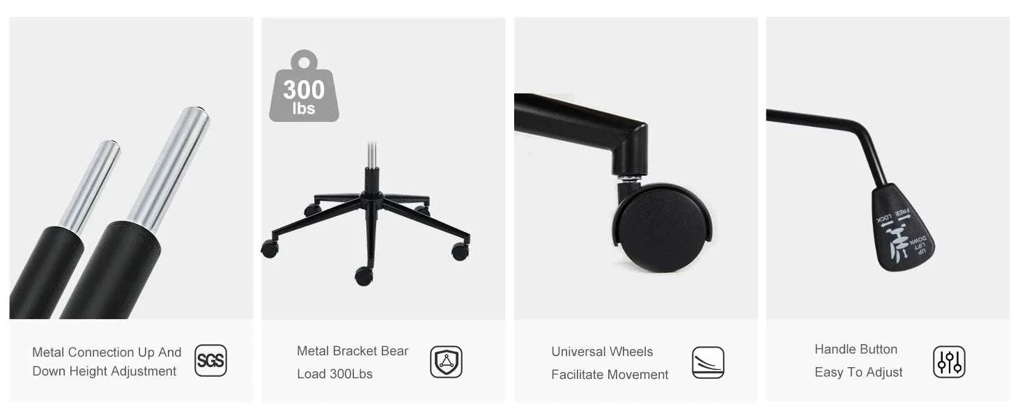 Armless Cross-Leg Office Chair with Wheels Adjustable Height Seat - Image 9