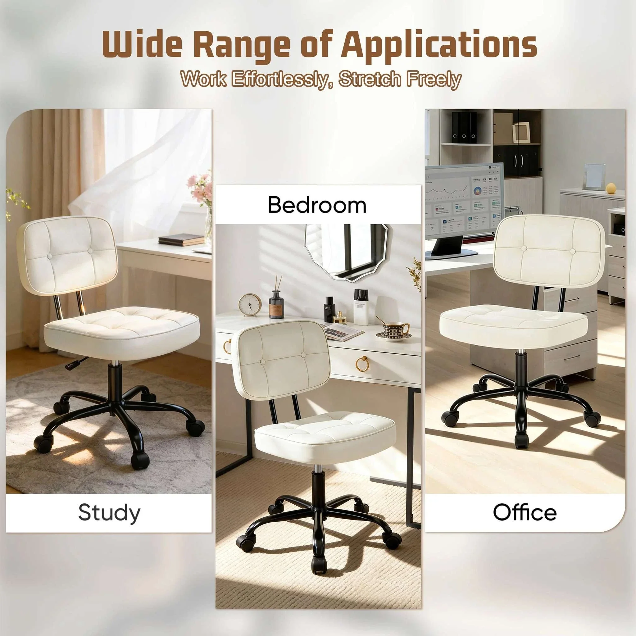 Ergonomic PU Leather Office Chair with Lumbar Support & Swivel - Image 4