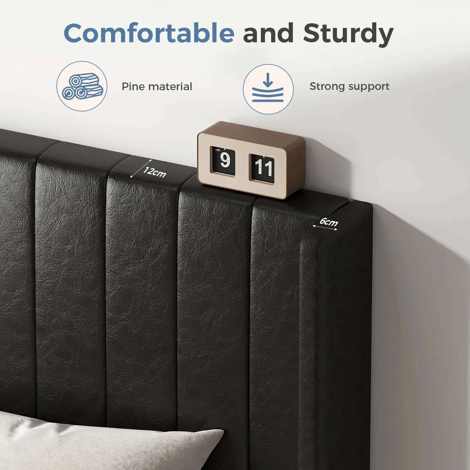 Upholstered Platform Bed Frame with Wingback Headboard and Storage - Image 3