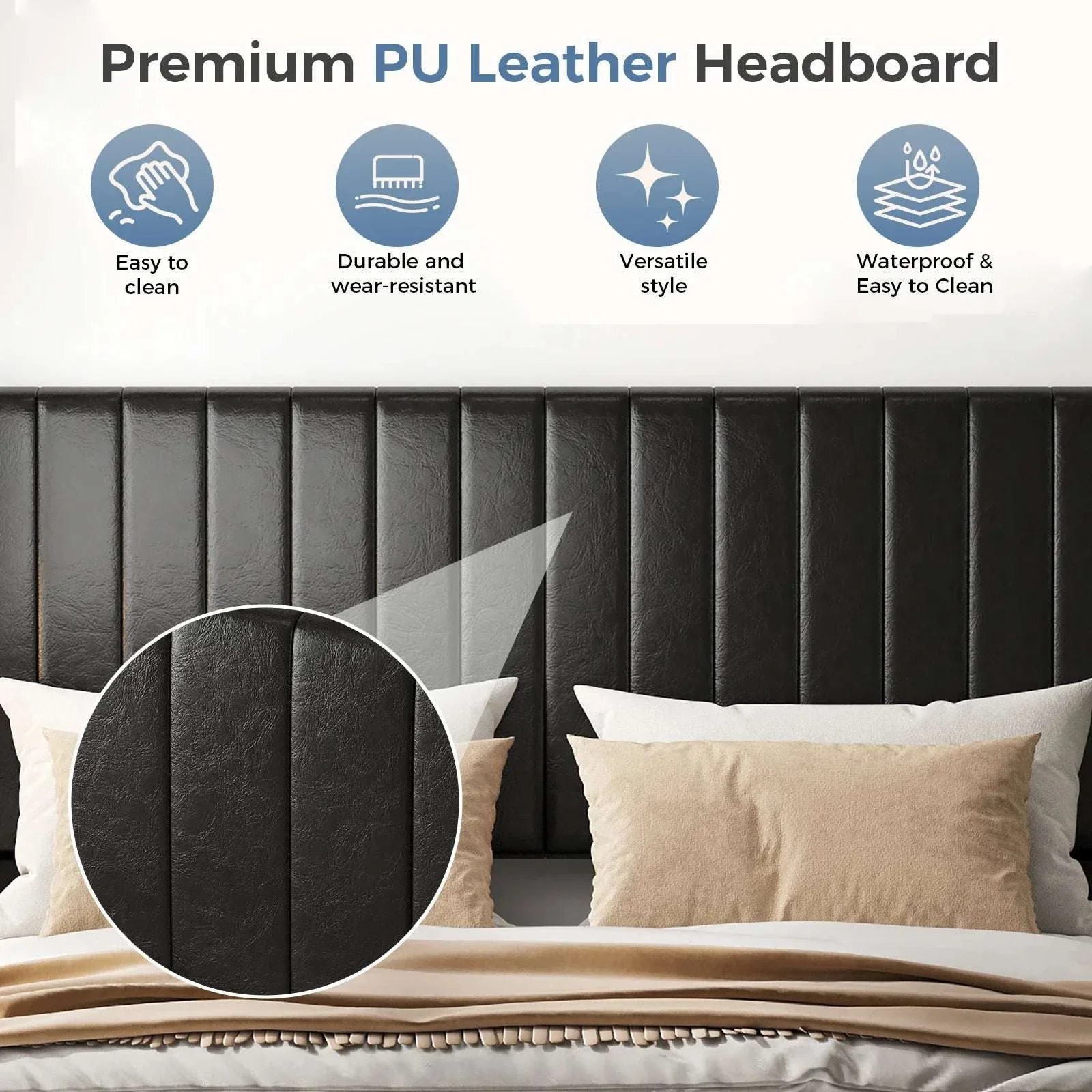 Upholstered Platform Bed Frame with Wingback Headboard and Storage - Image 4