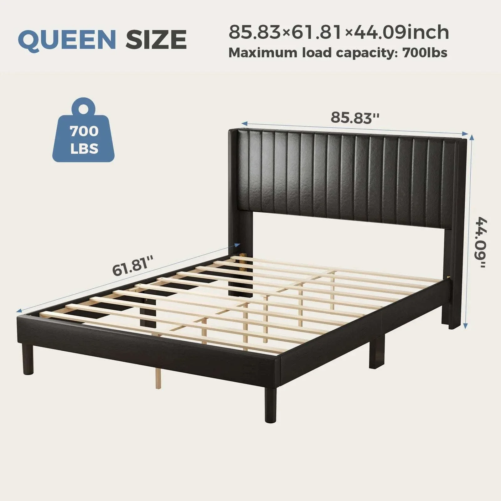 Upholstered Platform Bed Frame with Wingback Headboard and Storage - Image 8