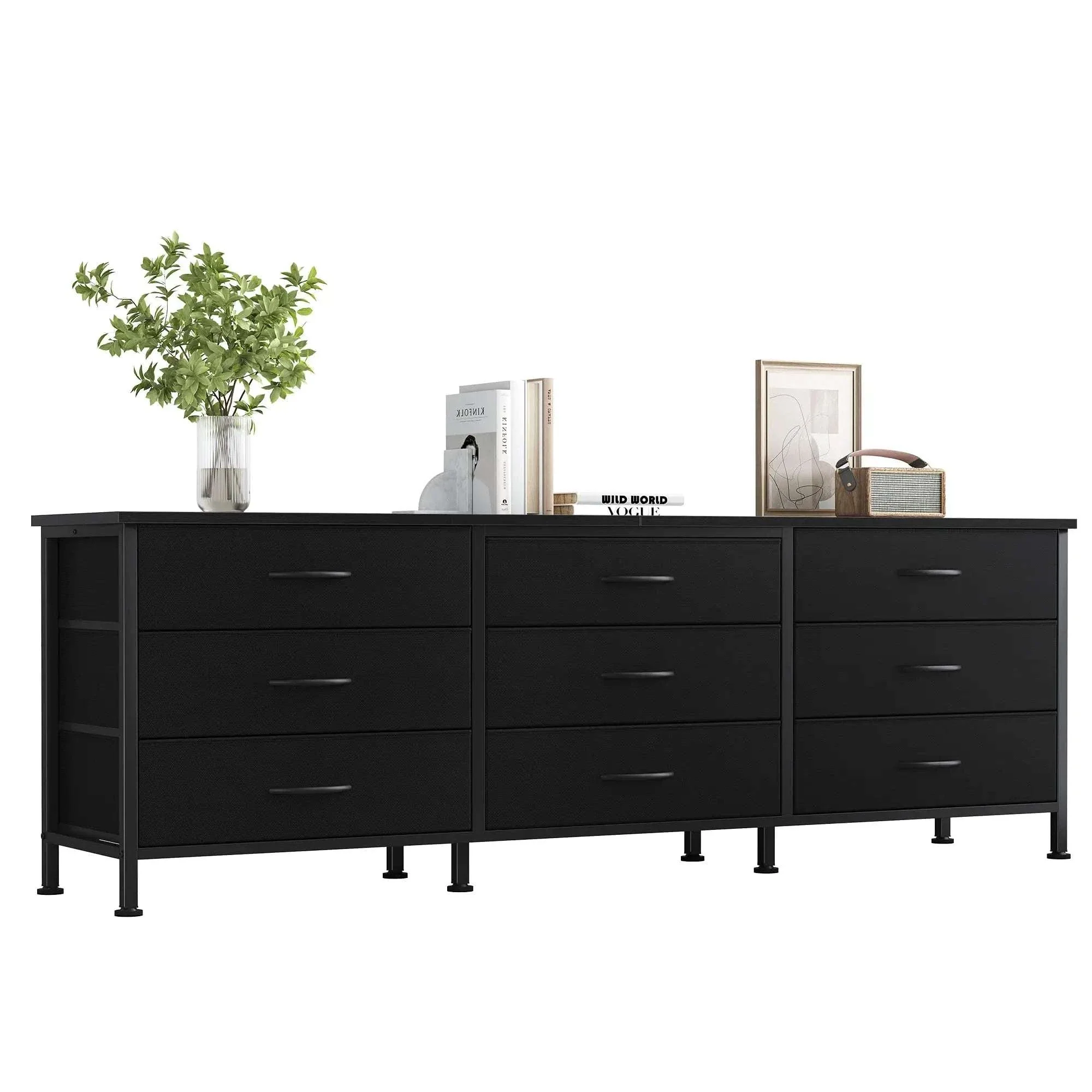 Modern TV Stand with 9 Fabric Drawers for Up to 75 Inch TVs - Image 11