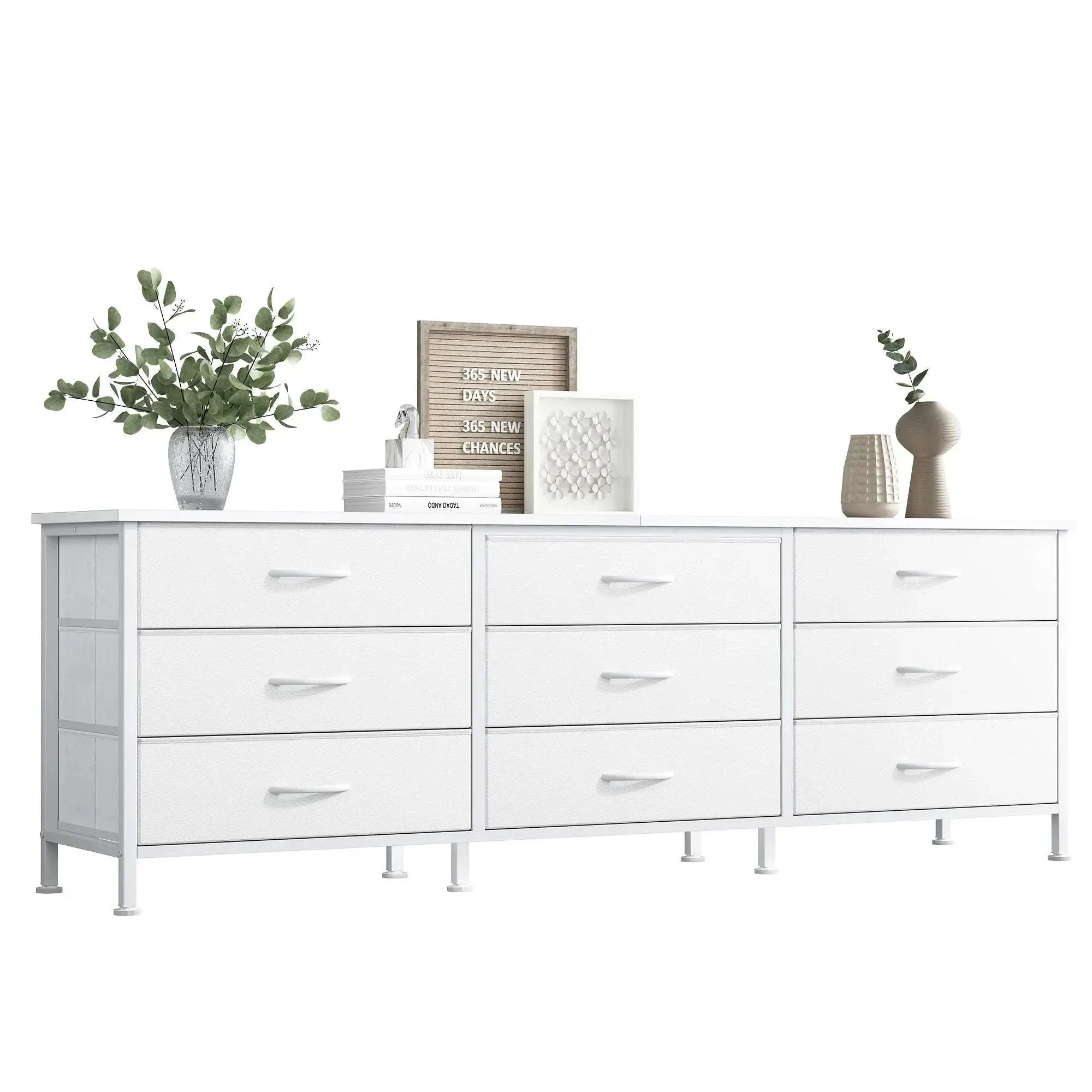 Modern TV Stand with 9 Fabric Drawers for Up to 75 Inch TVs - Image 9
