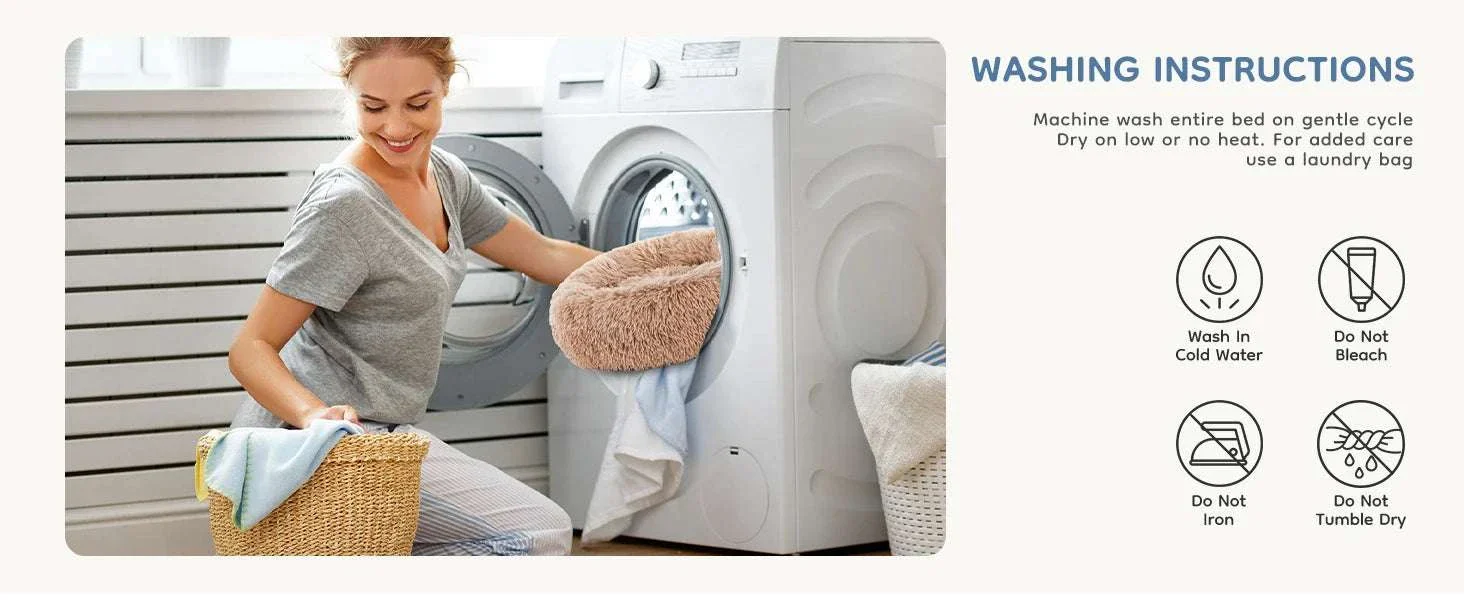 Calming Plush Dog Bed with Non-Slip Base – Washable Round Pet Bed - Image 10