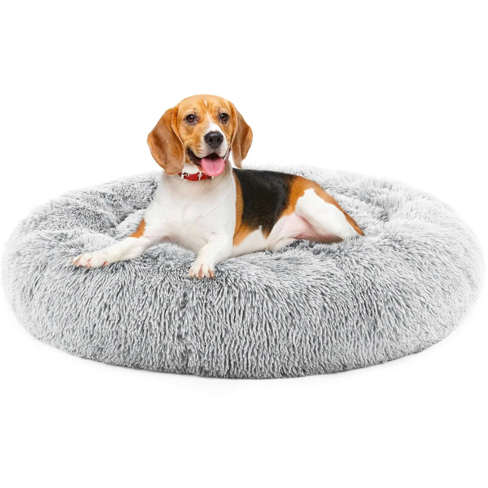 Calming Plush Dog Bed with Non-Slip Base – Washable Round Pet Bed - Image 12