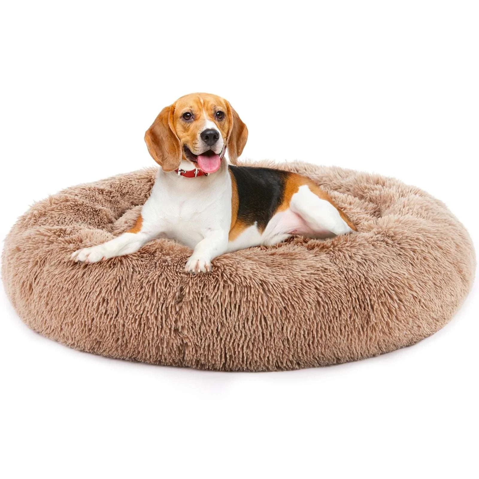 Calming Plush Dog Bed with Non-Slip Base – Washable Round Pet Bed - Image 13