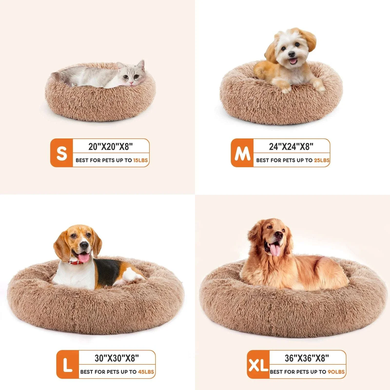 Calming Plush Dog Bed with Non-Slip Base – Washable Round Pet Bed - Image 3