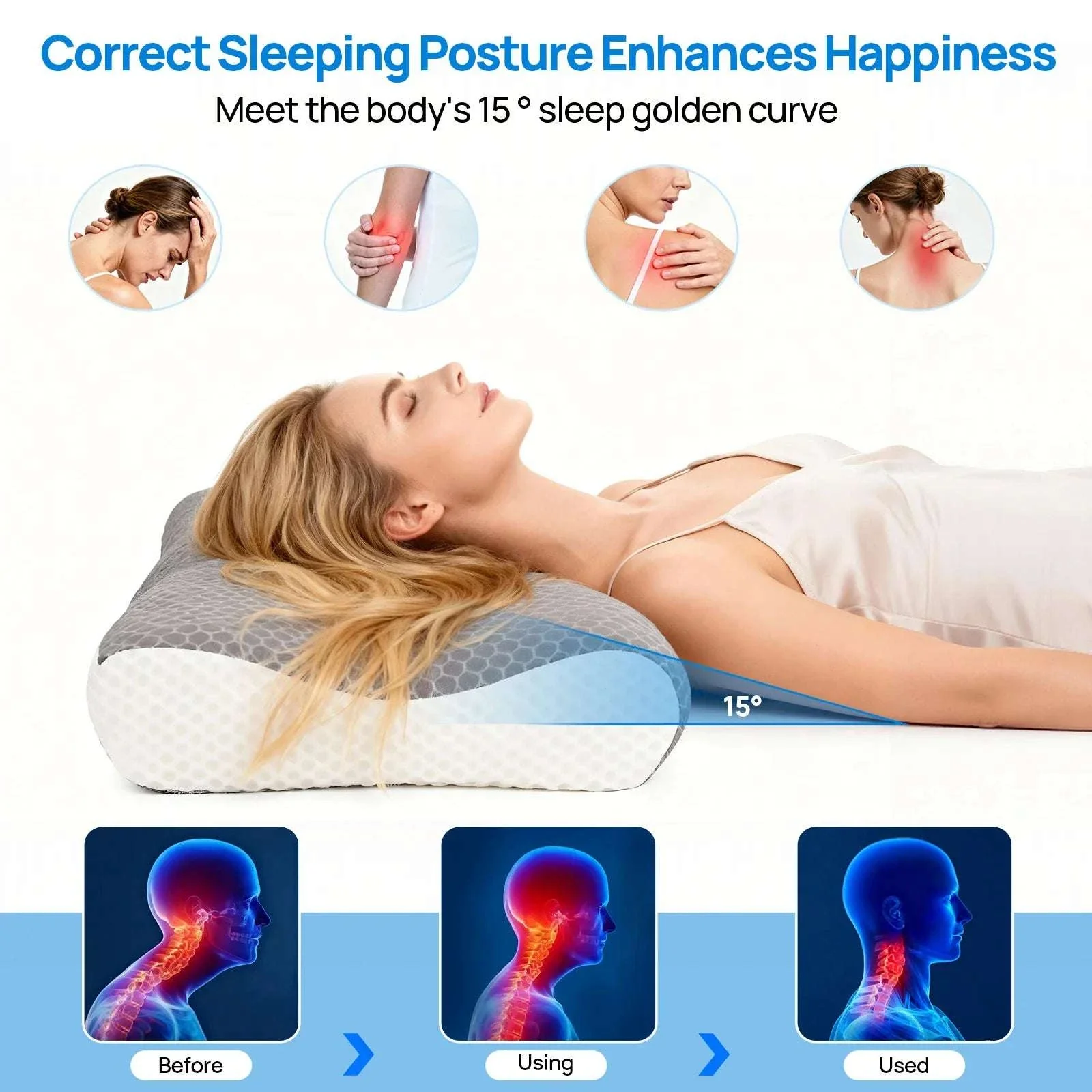 Ergonomic Cervical Memory Foam Pillow with Cooling Cover - Image 3