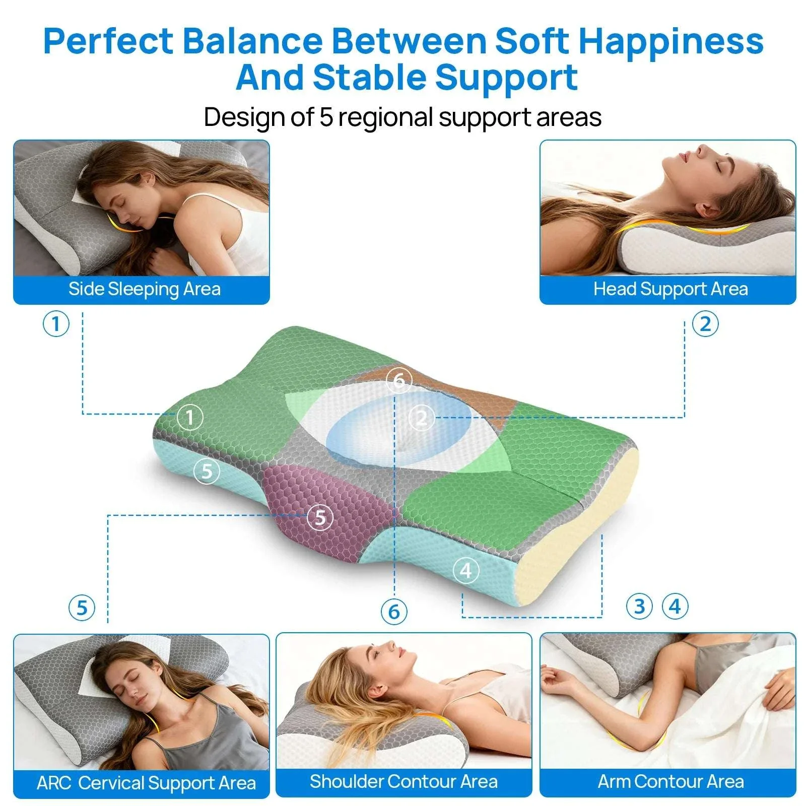 Ergonomic Cervical Memory Foam Pillow with Cooling Cover - Image 4