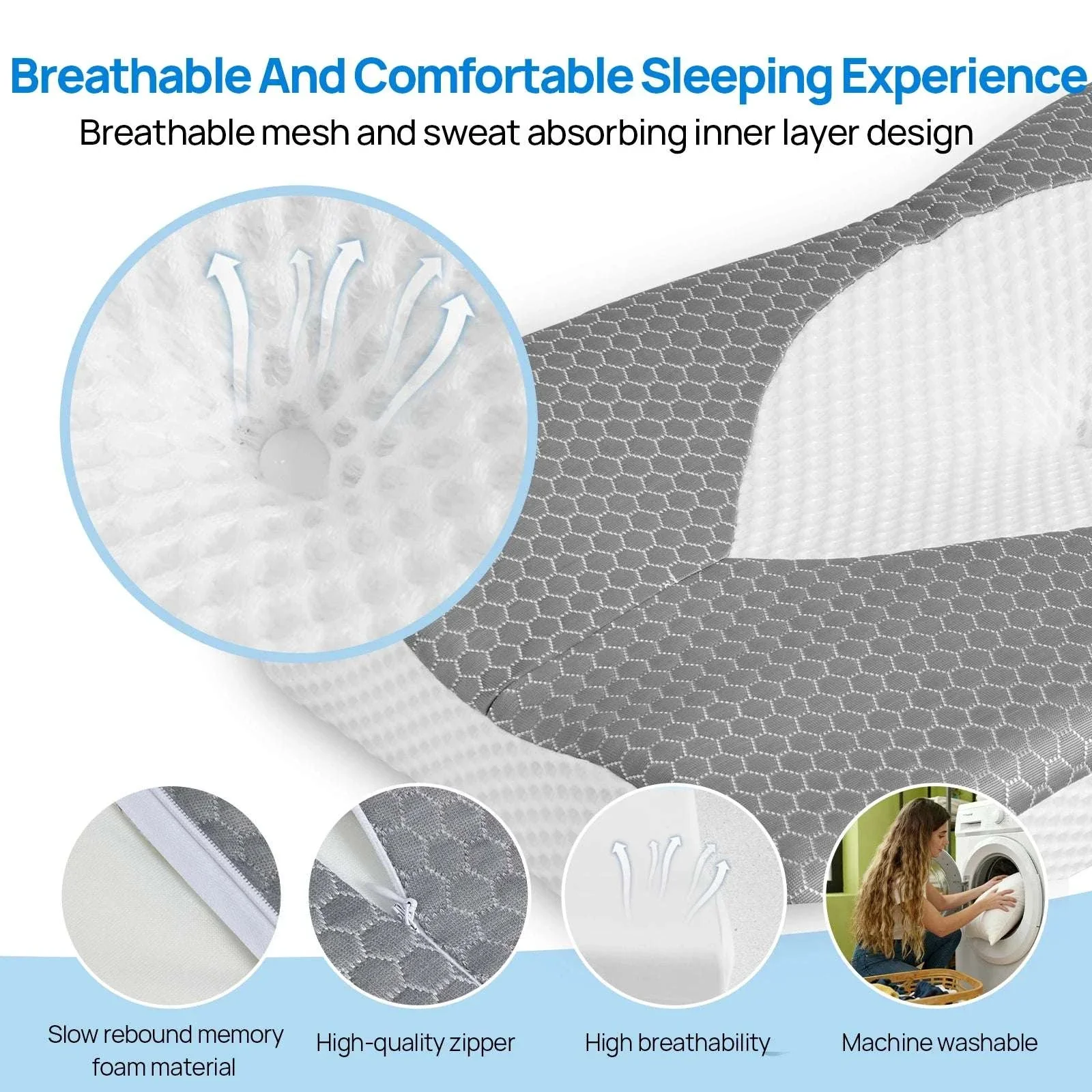 Ergonomic Cervical Memory Foam Pillow with Cooling Cover - Image 5
