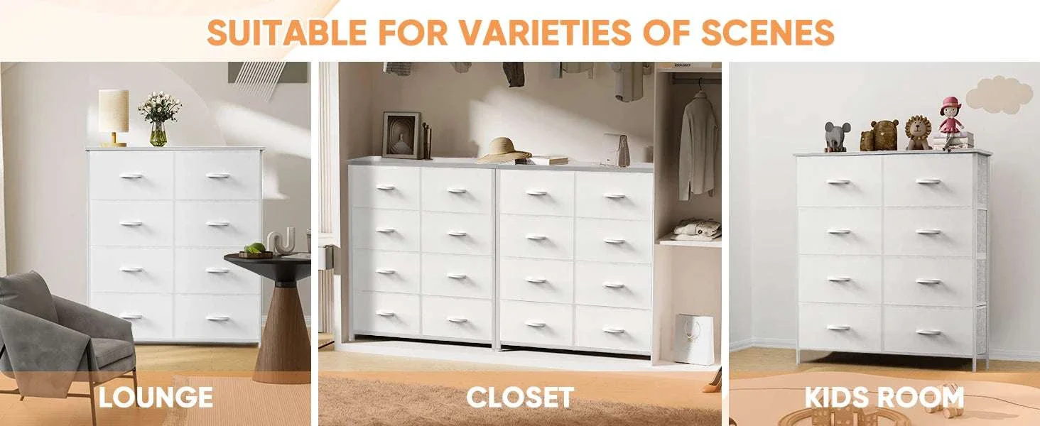 8-Drawer Fabric Dresser Storage Cabinet with Metal Frame - Image 10