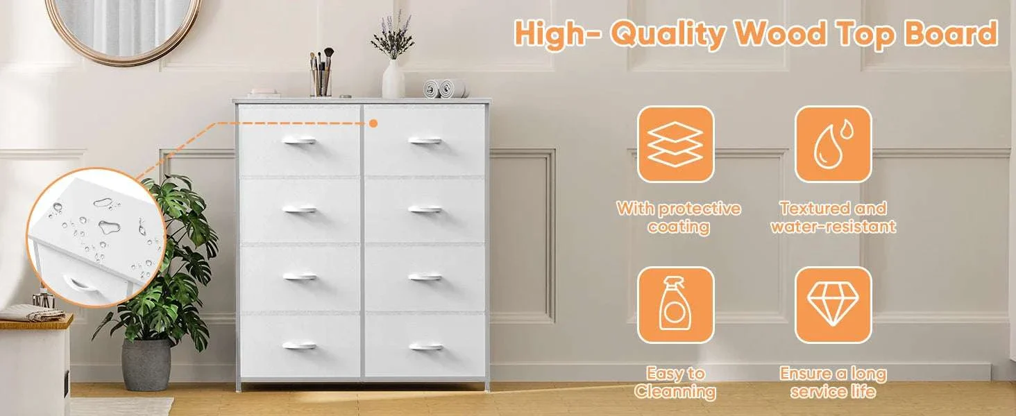 8-Drawer Fabric Dresser Storage Cabinet with Metal Frame - Image 11