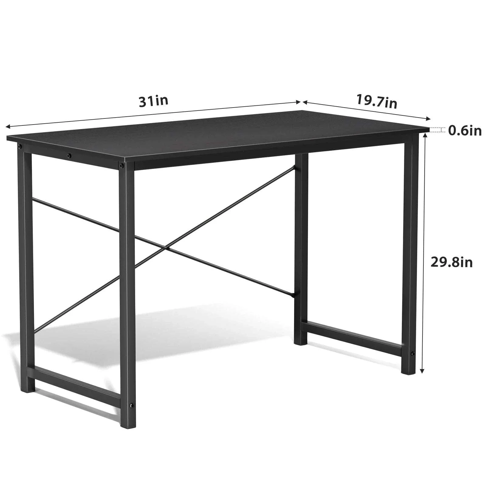 Modern Compact Computer Desk with Metal Frame & Wood Top - Image 12