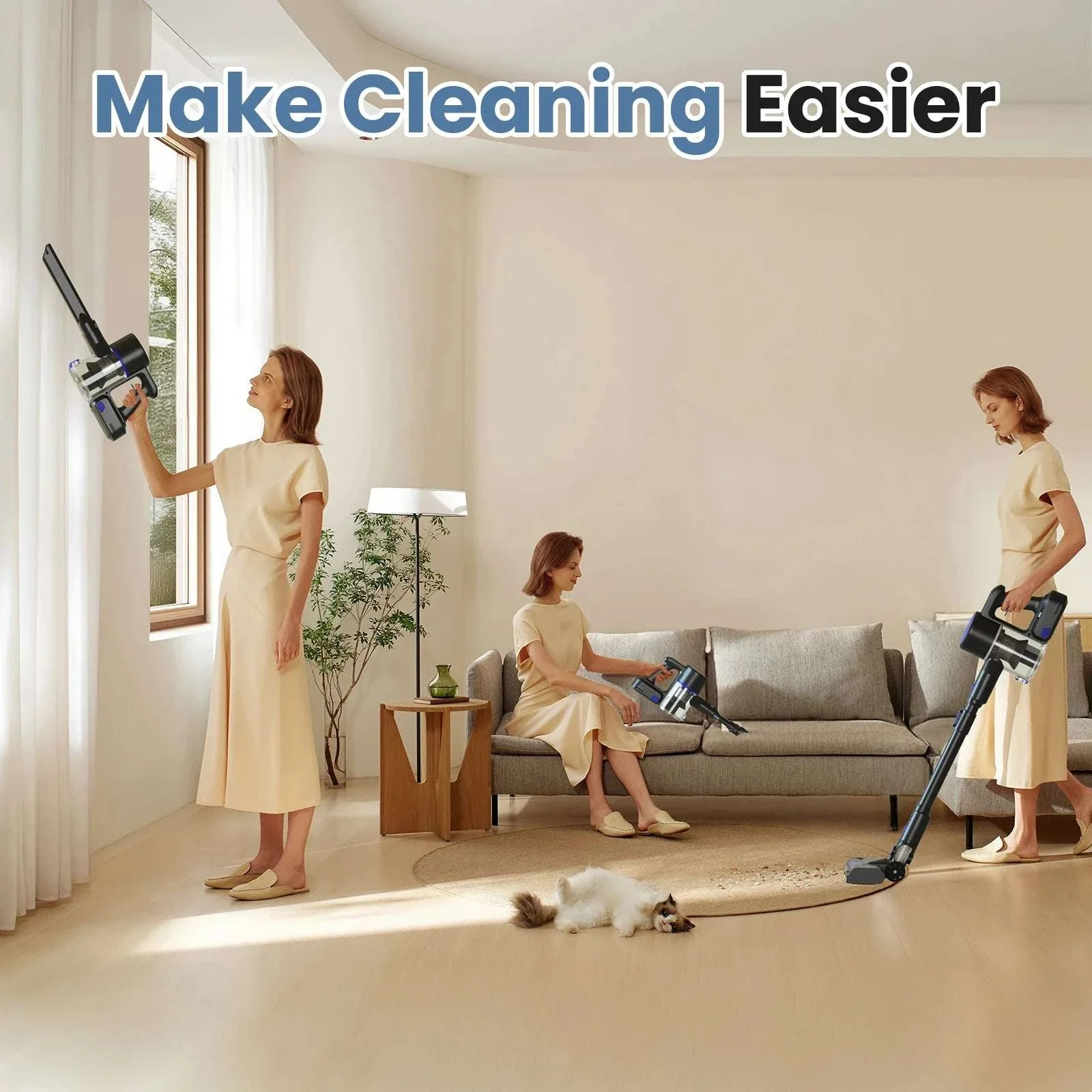 Cordless Stick Vacuum with LED Brush, Wall Mount & 3 Head Tools - Image 2