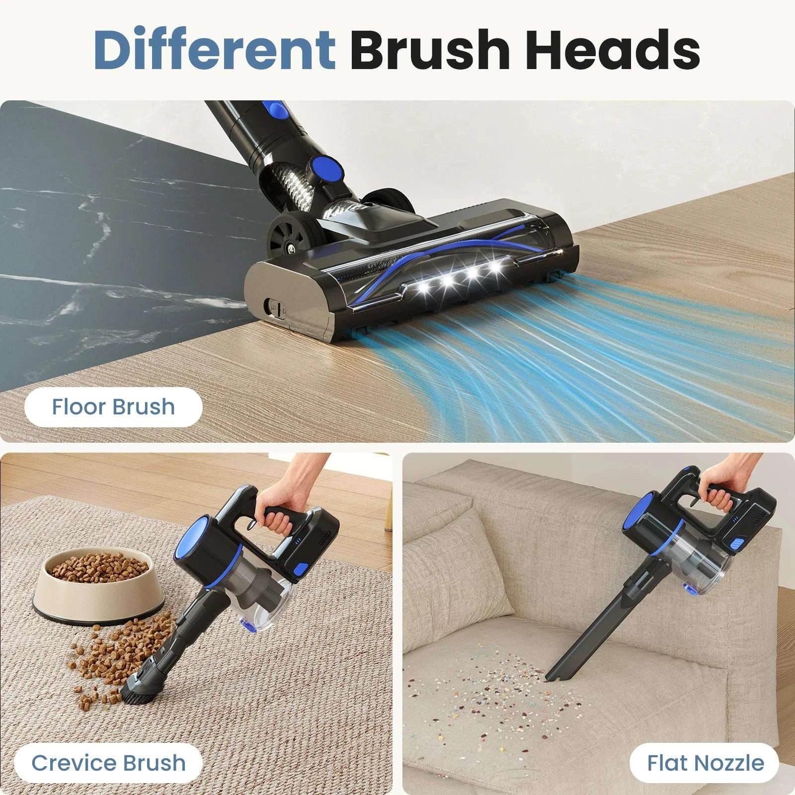 Cordless Stick Vacuum with LED Brush, Wall Mount & 3 Head Tools - Image 5