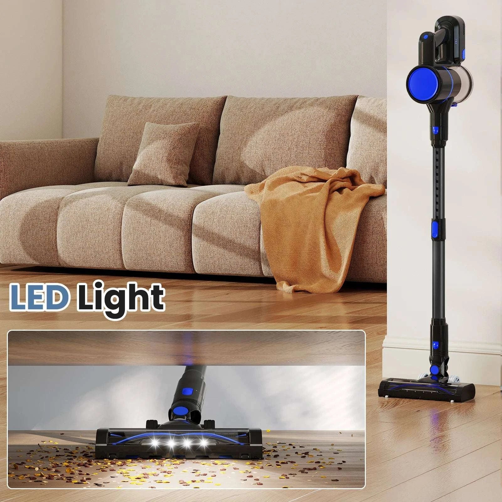 Cordless Stick Vacuum with LED Brush, Wall Mount & 3 Head Tools - Image 6