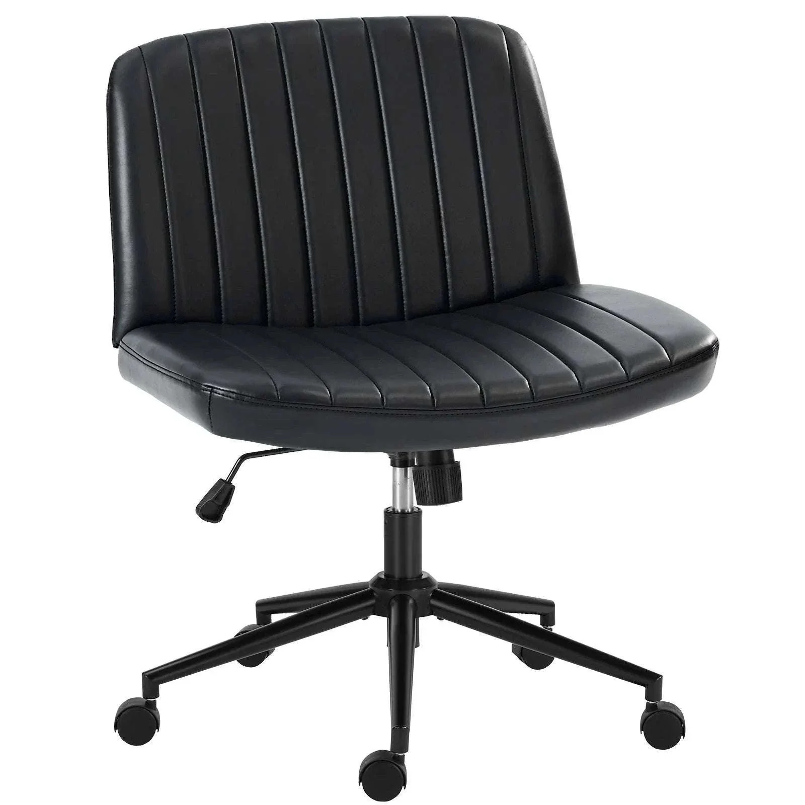 Wide Cross Legged Office Chair Armless Swivel Adjustable Desk Chair - Image 13