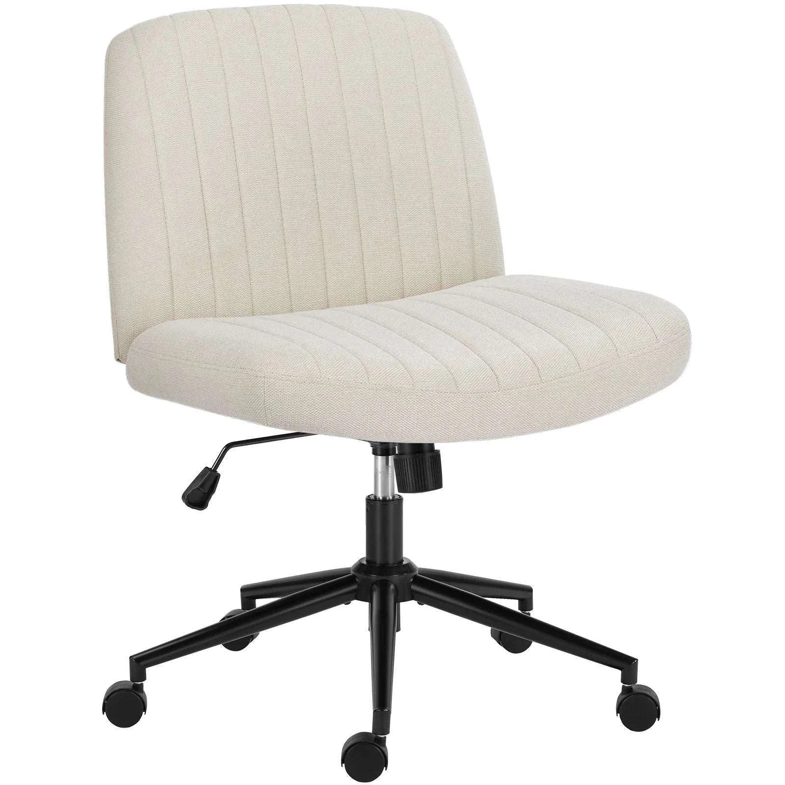 Wide Cross Legged Office Chair Armless Swivel Adjustable Desk Chair - Image 16