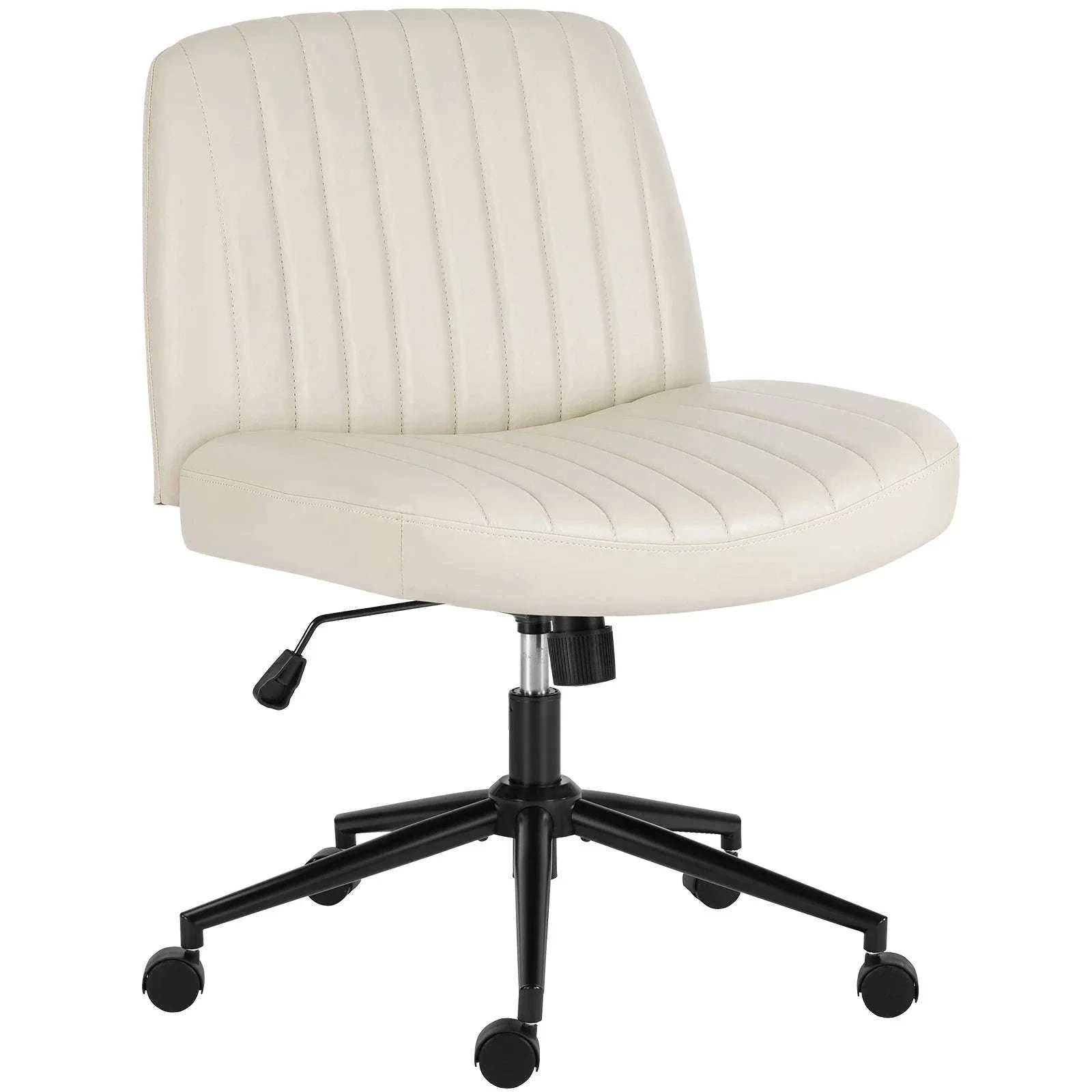 Wide Cross Legged Office Chair Armless Swivel Adjustable Desk Chair - Image 18