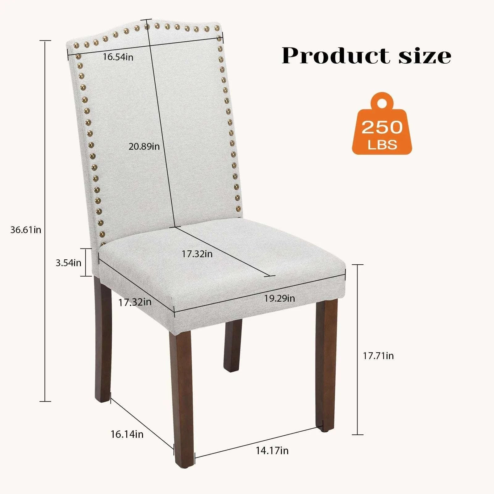 Upholstered Dining Chairs Set of 2 with Padded Backrest Cushion - Image 10