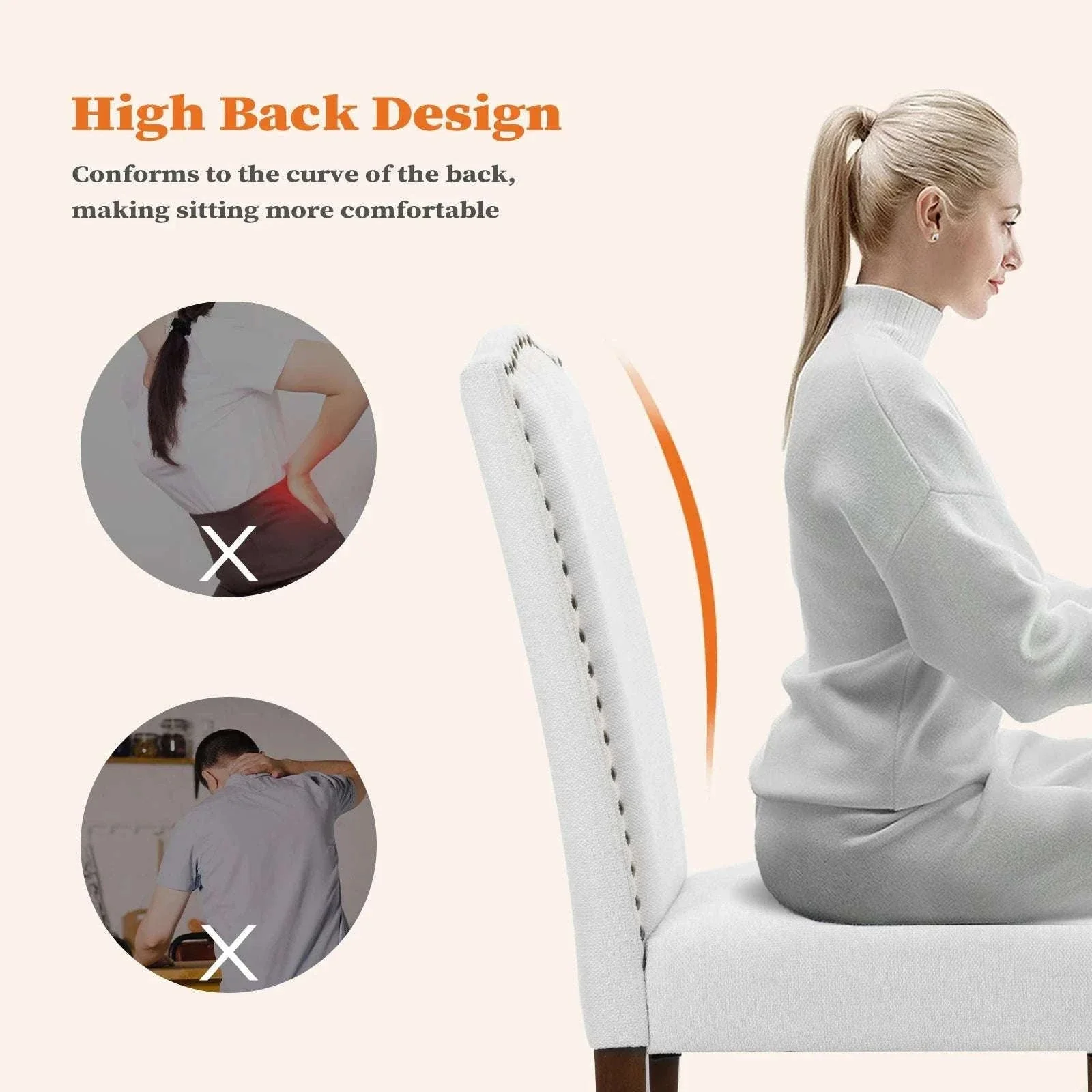 Upholstered Dining Chairs Set of 2 with Padded Backrest Cushion - Image 11