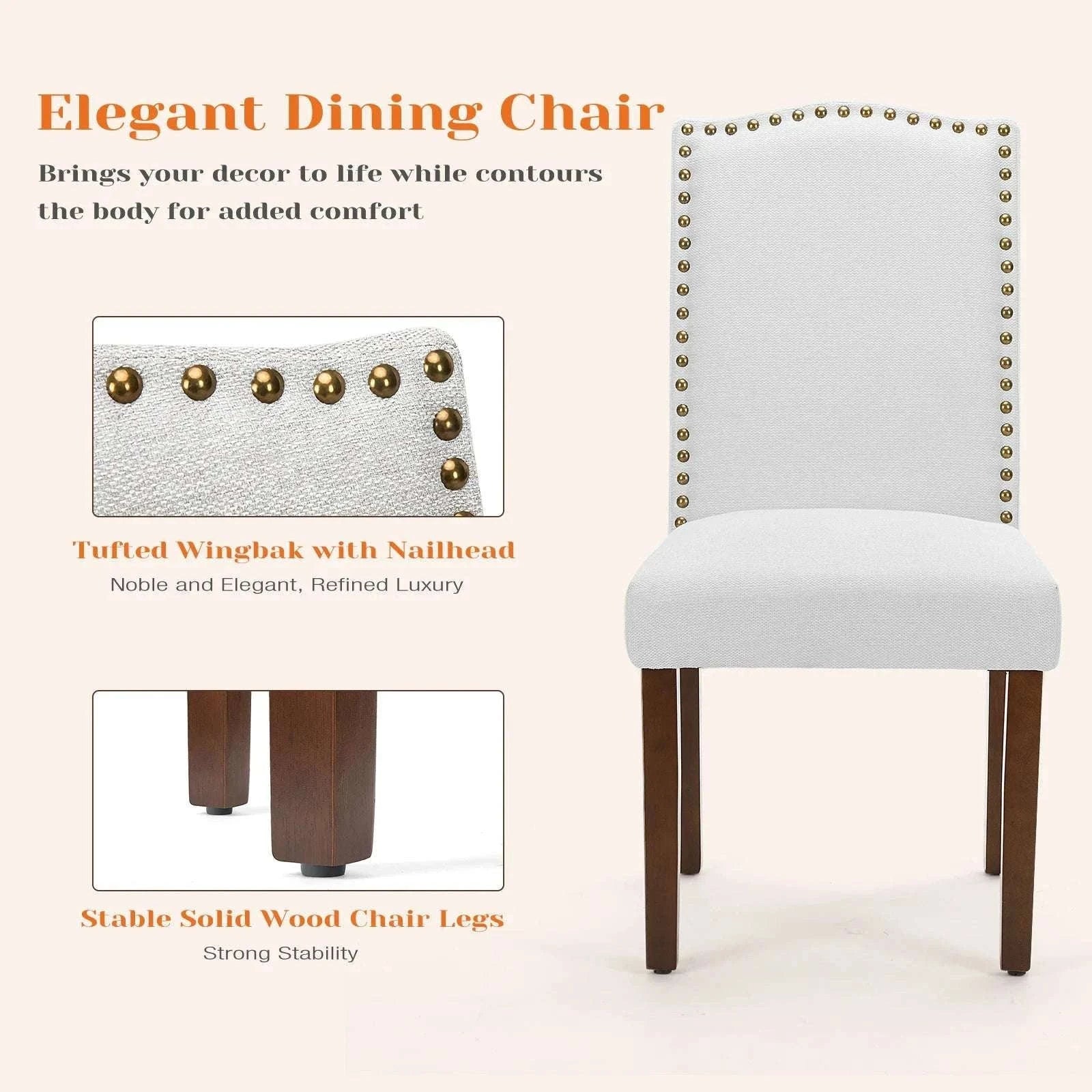 Upholstered Dining Chairs Set of 2 with Padded Backrest Cushion - Image 12