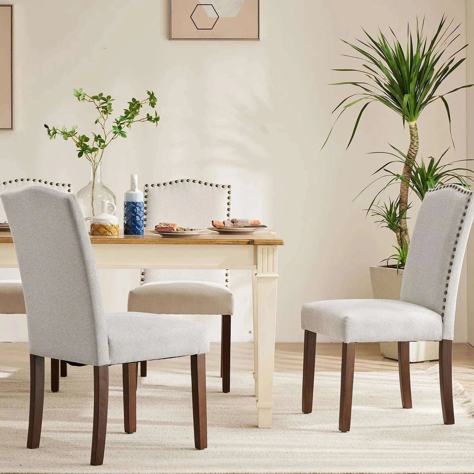Upholstered Dining Chairs Set of 2 with Padded Backrest Cushion - Image 14