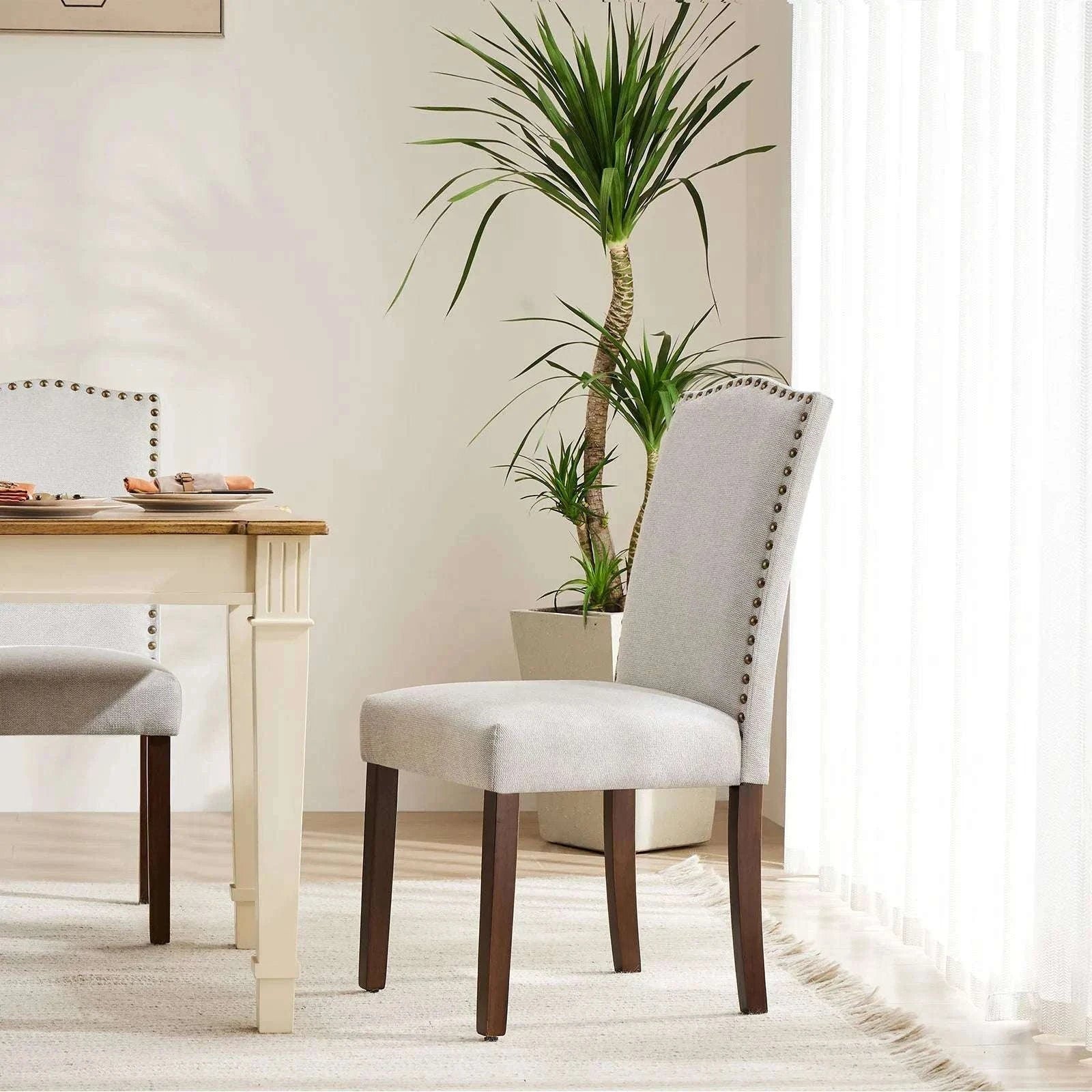 Upholstered Dining Chairs Set of 2 with Padded Backrest Cushion - Image 16