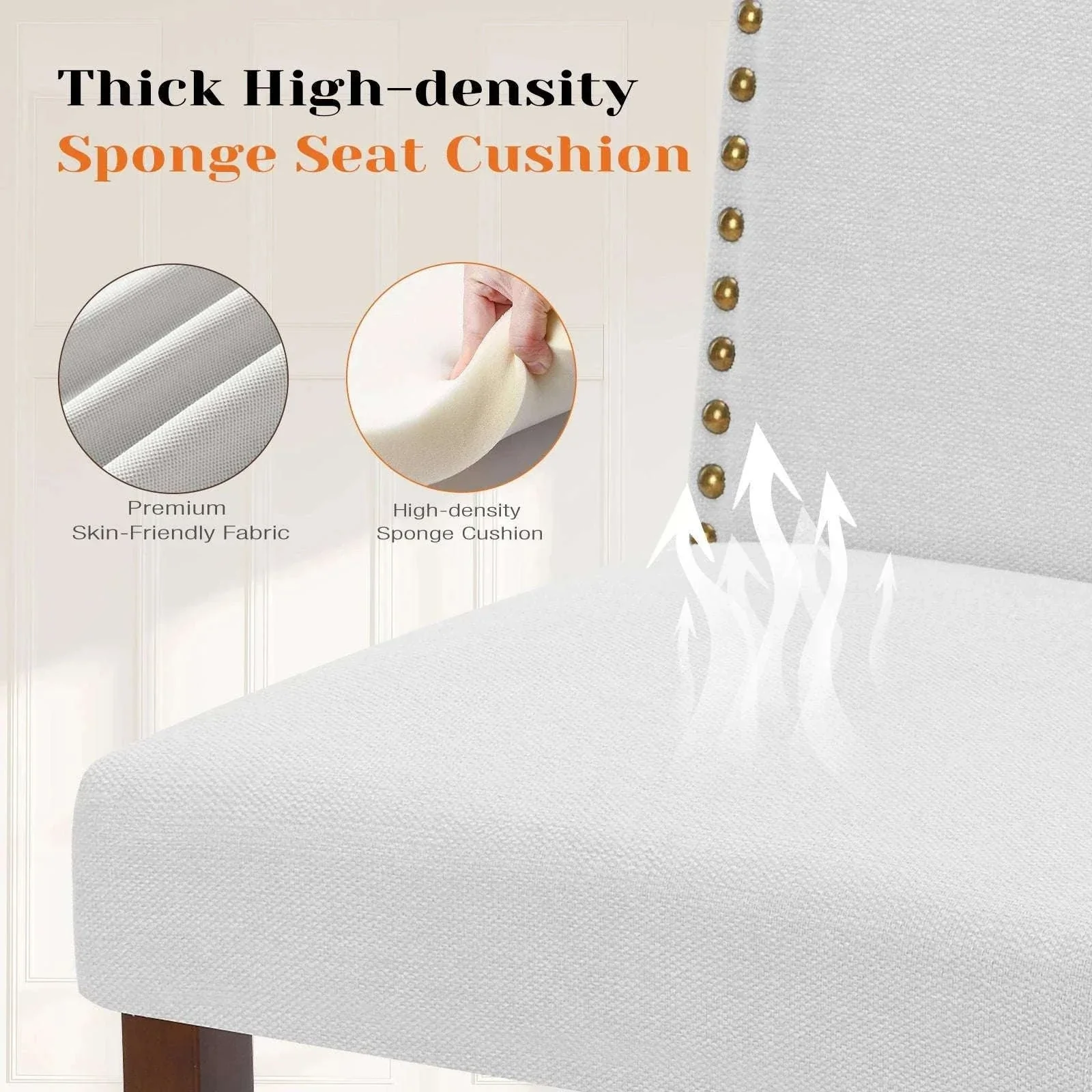 Upholstered Dining Chairs Set of 2 with Padded Backrest Cushion - Image 9
