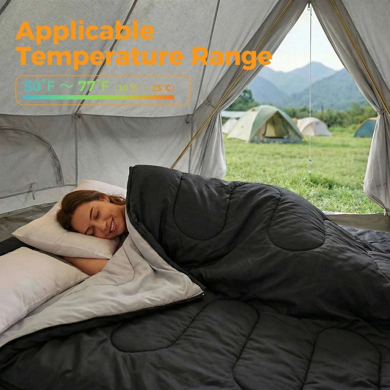 Double Sleeping Bag for 2 Adults with Pillows, 3 Season Camping - Image 10