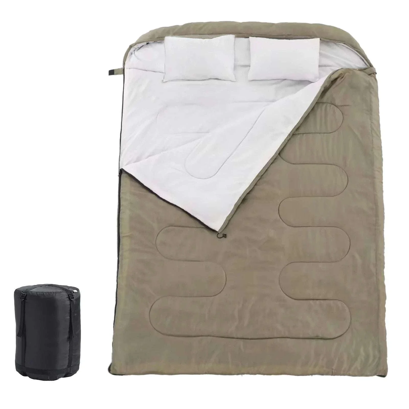 Double Sleeping Bag for 2 Adults with Pillows, 3 Season Camping - Image 14