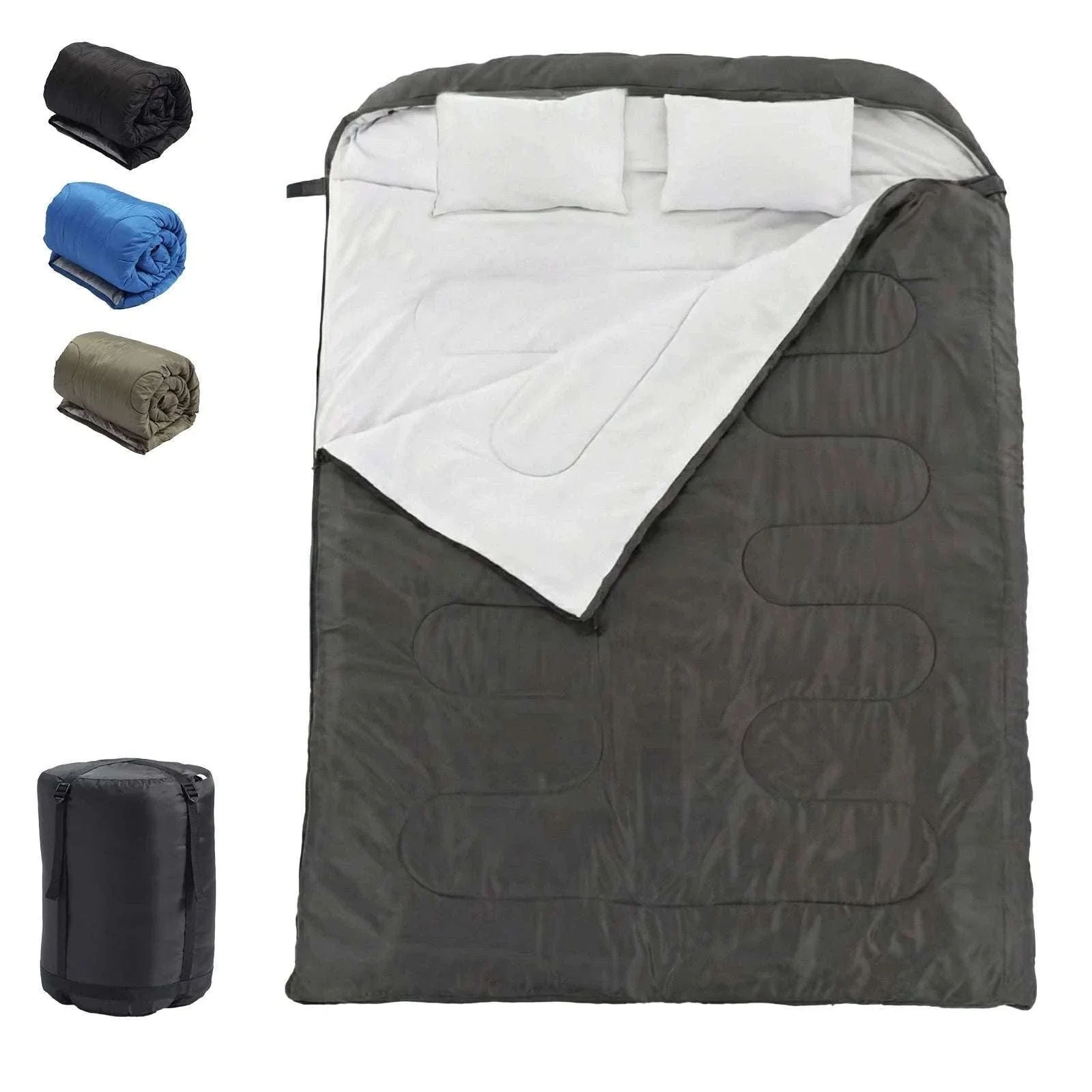 Double Sleeping Bag for 2 Adults with Pillows, 3 Season Camping - Image 9