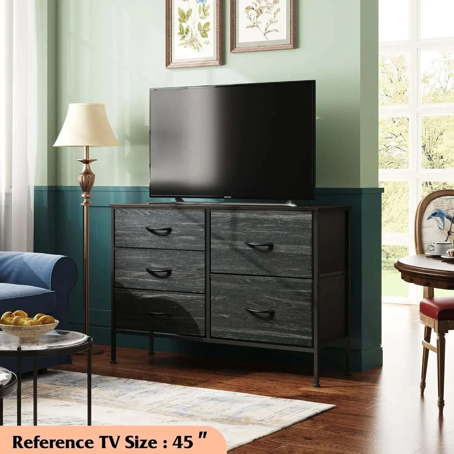 5-Drawer Fabric Dresser with Metal Frame Storage Organizer - Image 5