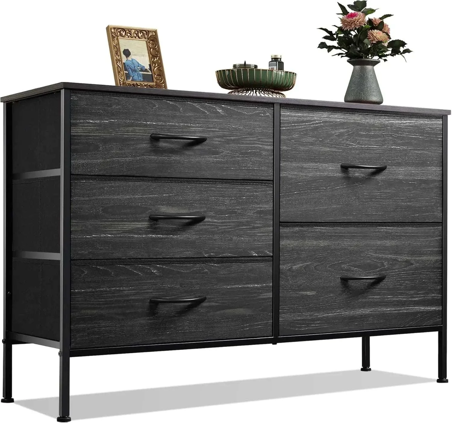 5-Drawer Fabric Dresser with Metal Frame Storage Organizer - Image 6