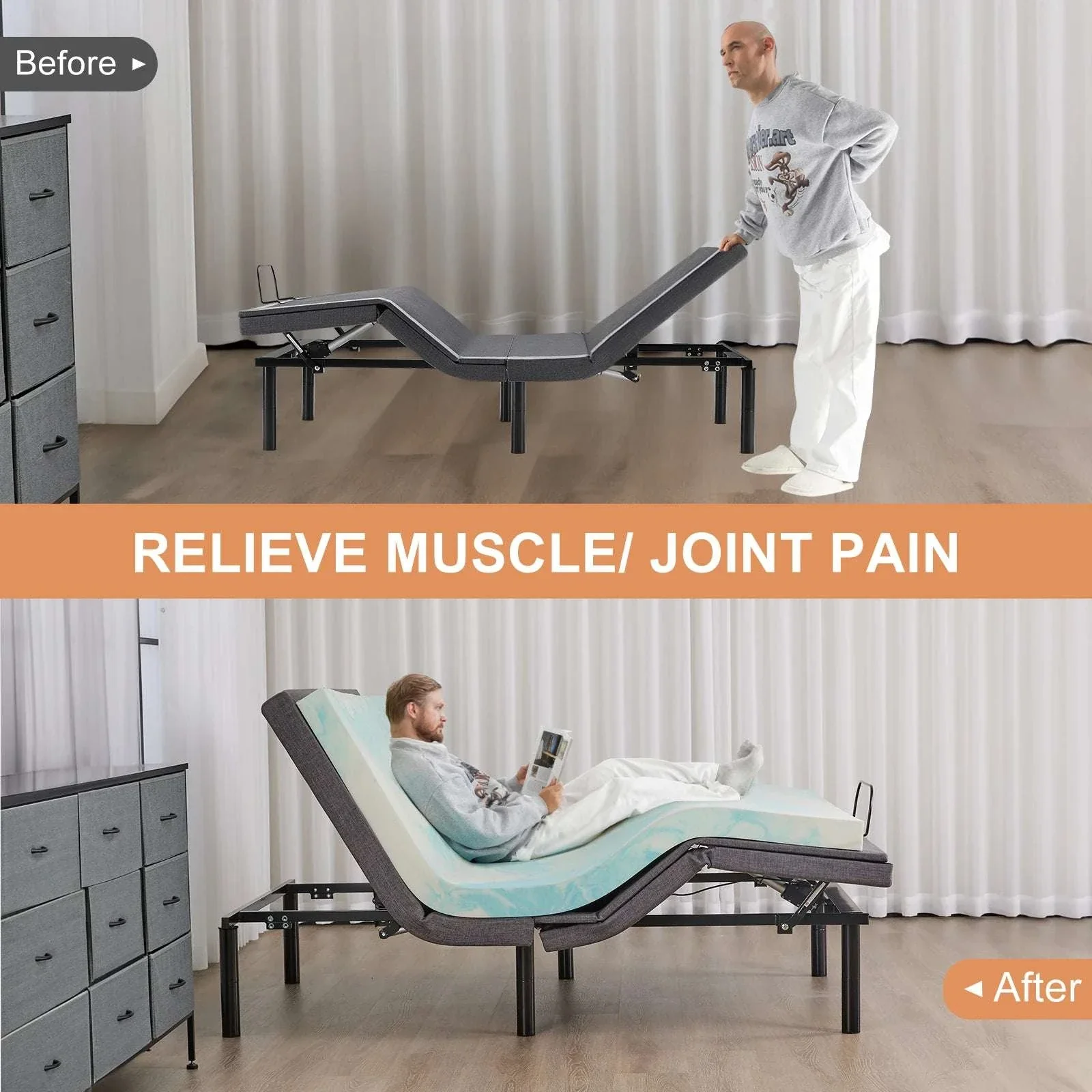 Queen Adjustable Bed Frame with Wireless Remote & Zero Gravity - Image 3