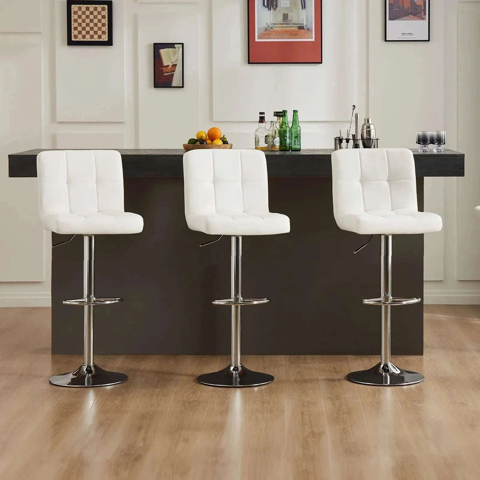 Adjustable Swivel Bar Stool Chair with Backrest Cushion - Image 3