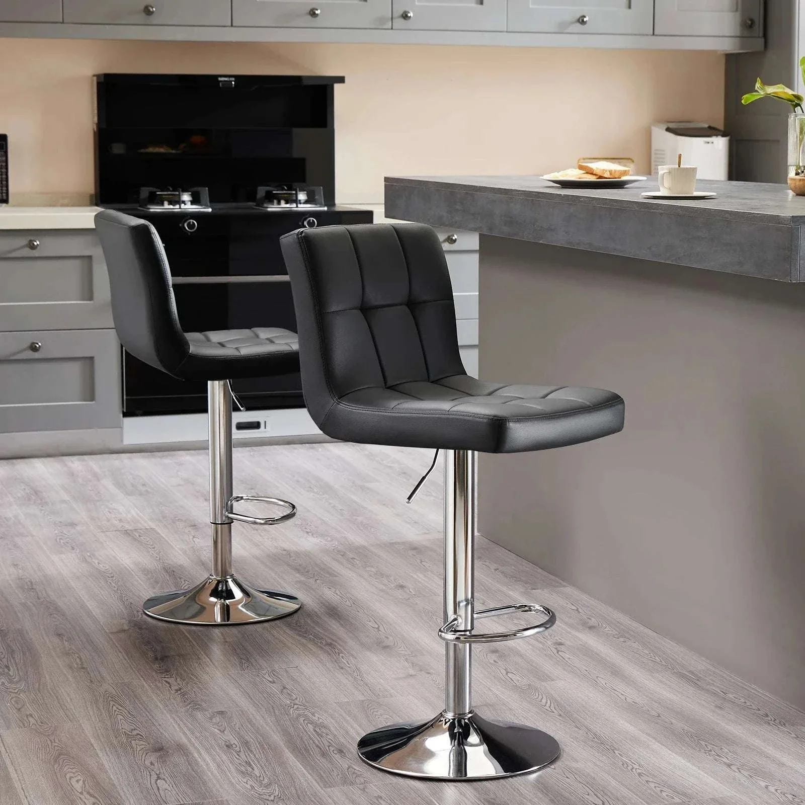 Adjustable Swivel Bar Stool Chair with Backrest Cushion - Image 8