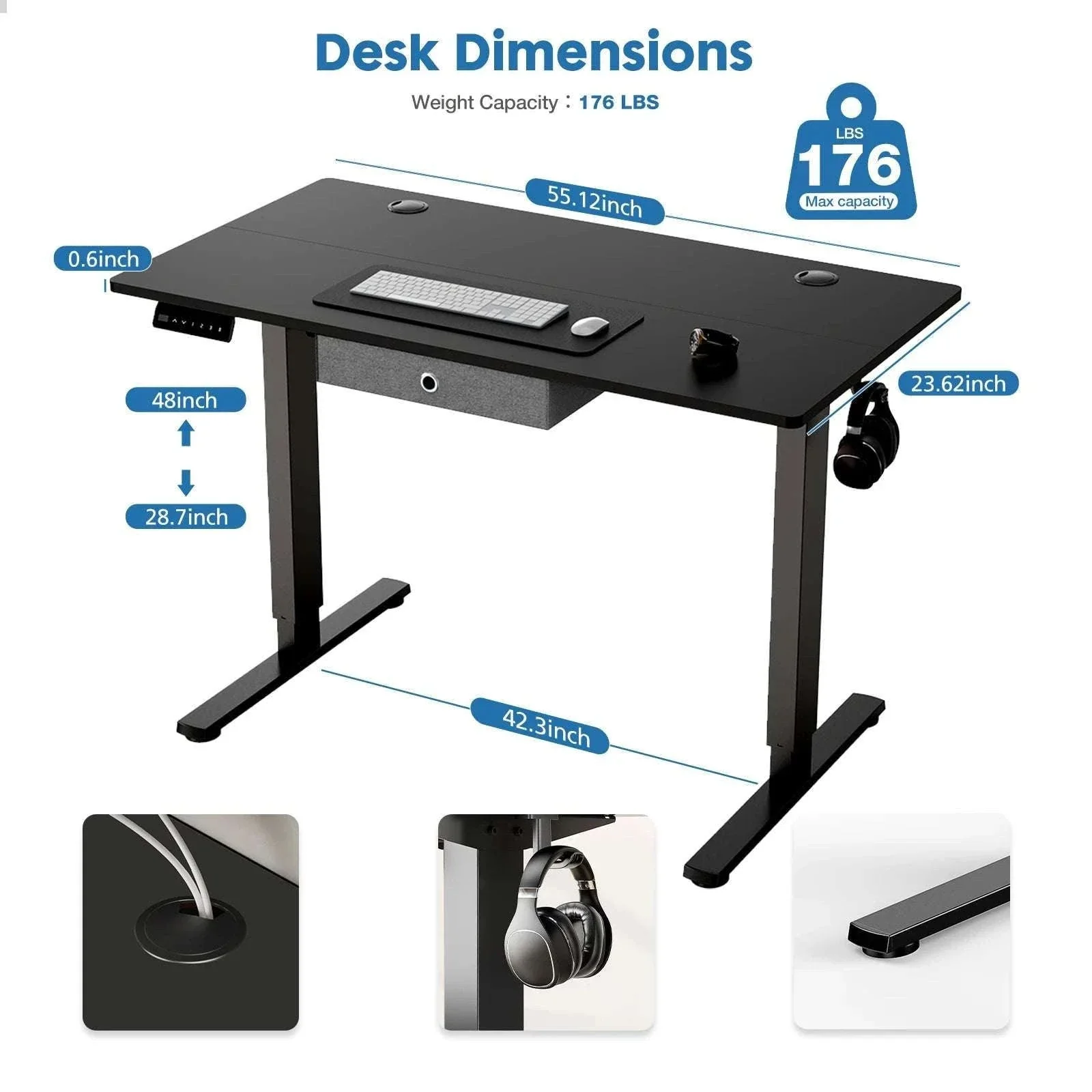Electric Height Adjustable Standing Desk with Memory Settings - Image 12