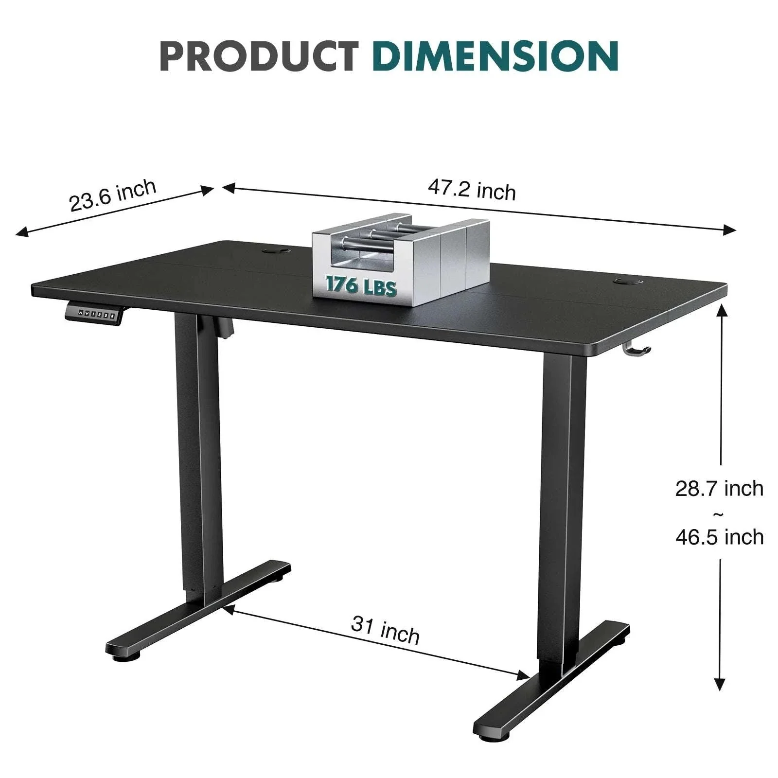 Electric Height Adjustable Standing Desk with Memory Settings - Image 15