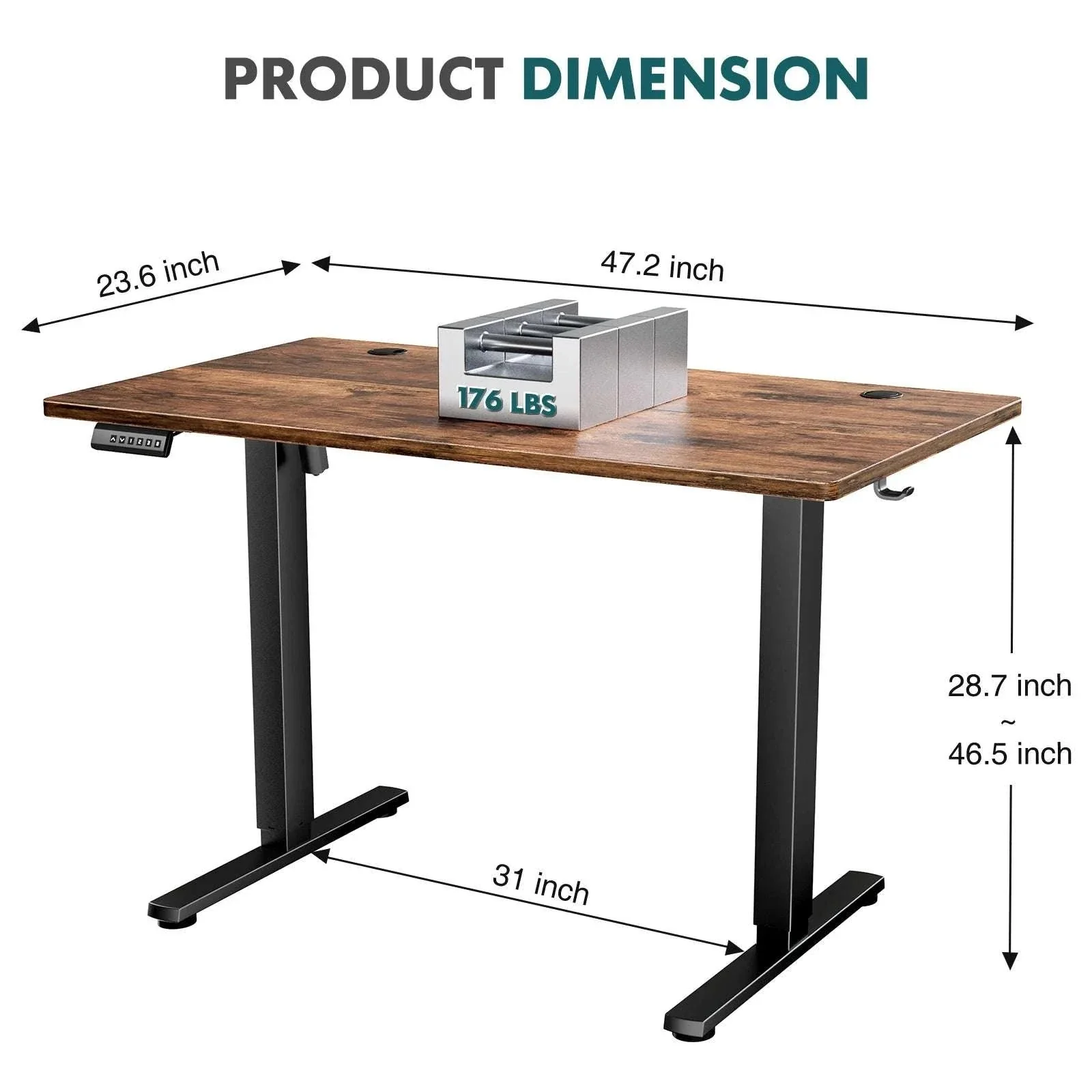 Electric Height Adjustable Standing Desk with Memory Settings - Image 17