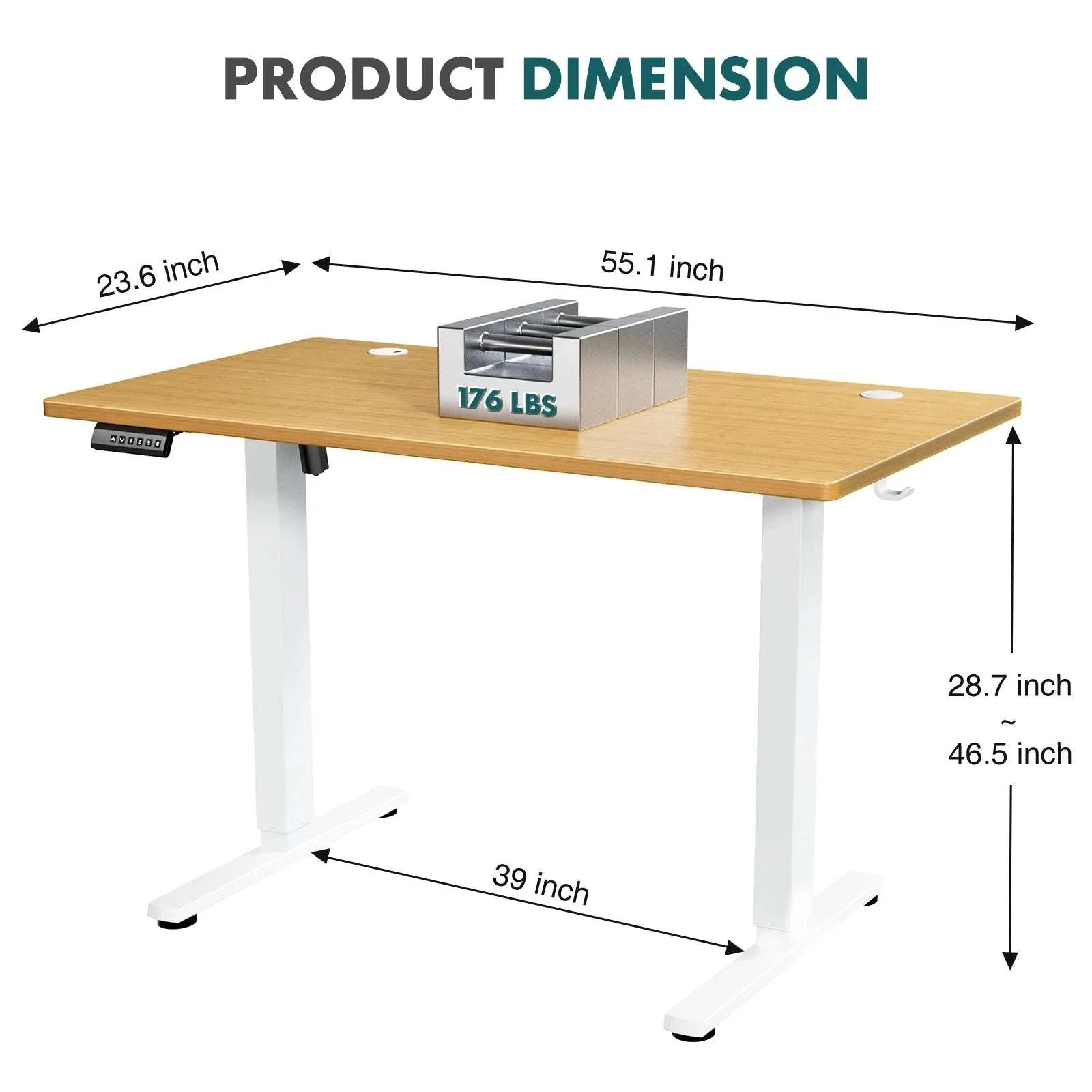 Electric Height Adjustable Standing Desk with Memory Settings - Image 24