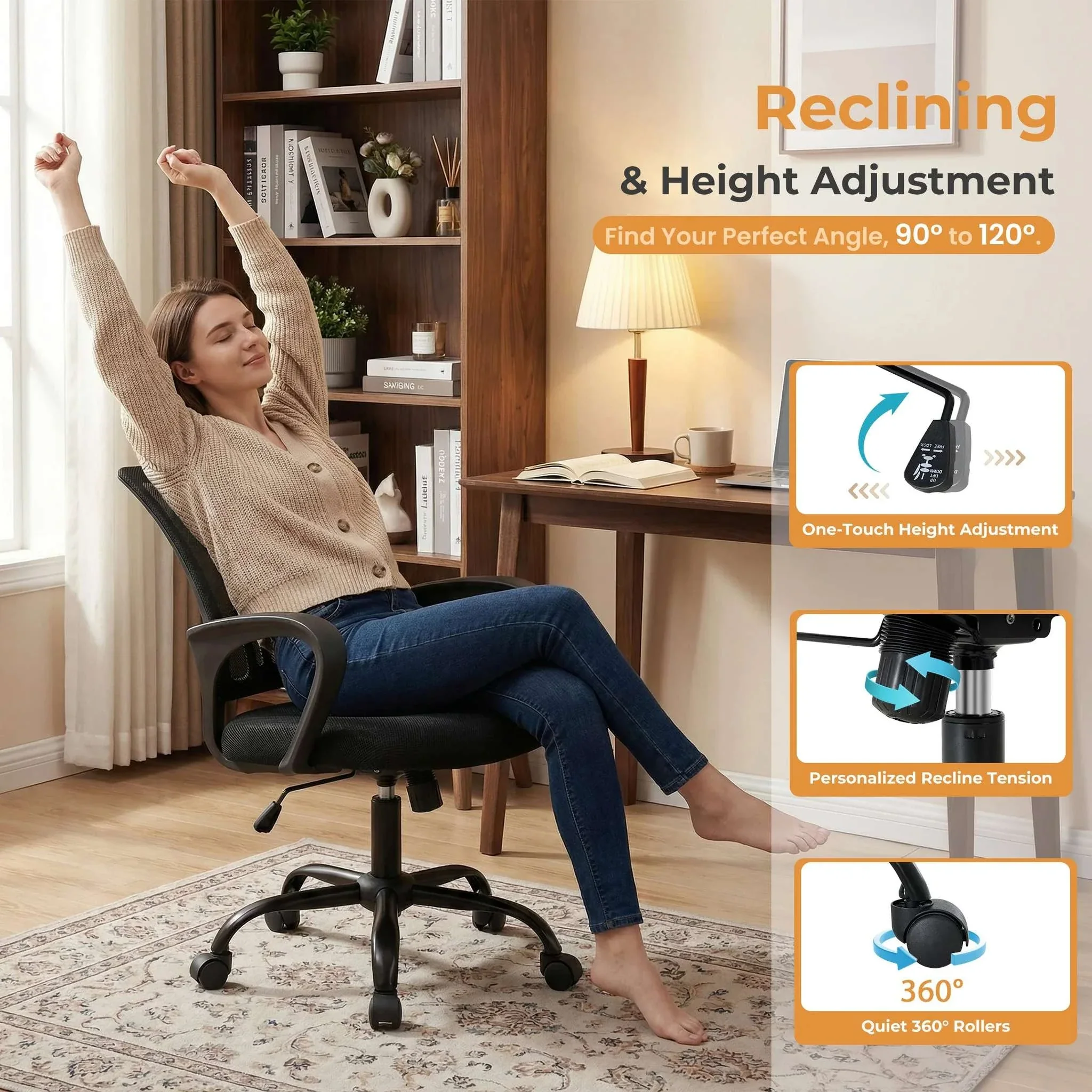 Ergonomic Mesh Office Chair with Lumbar Support & Adjustable Height - Image 5