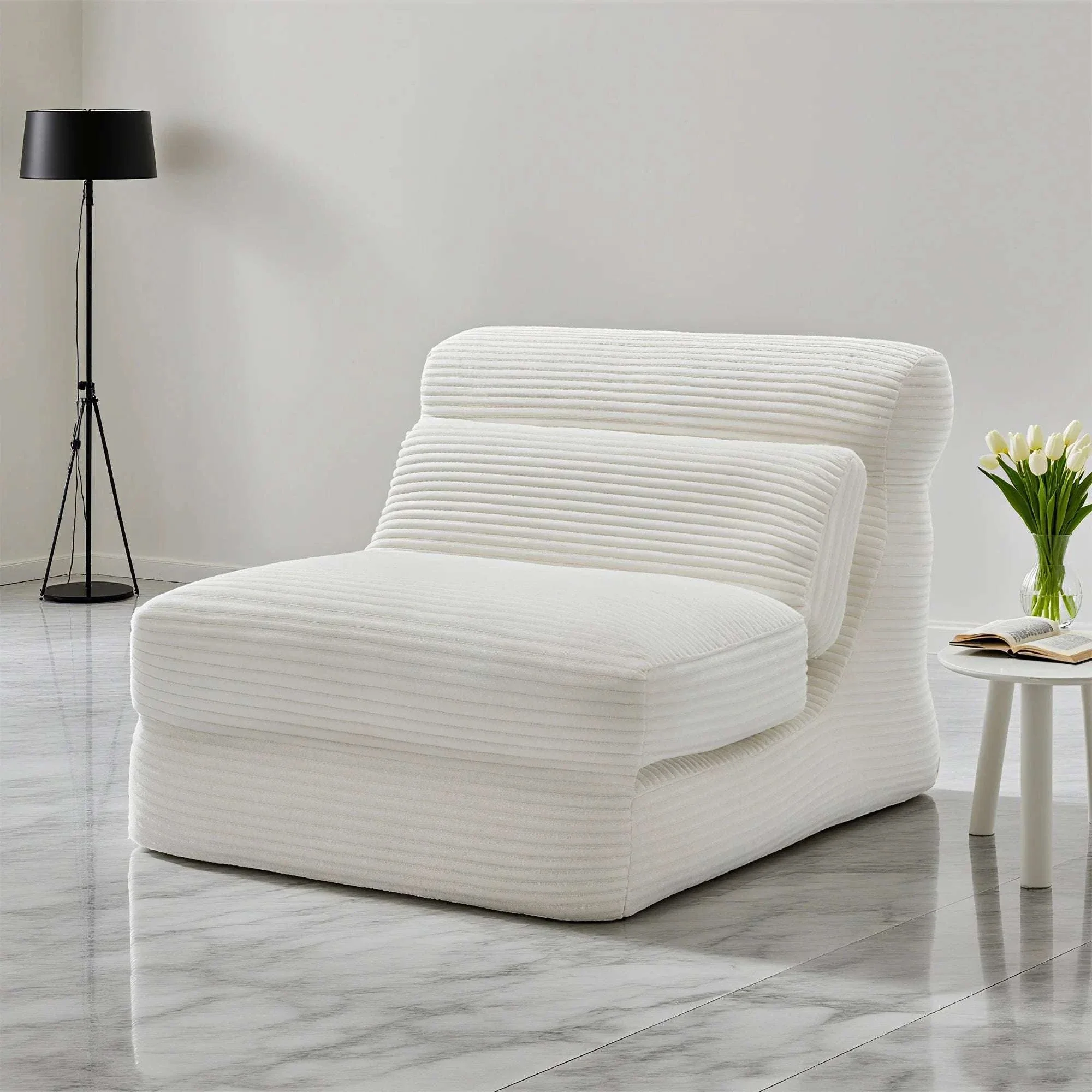 3-in-1 Folding Sofa Bed with Lumbar Support Corduroy Sleeper Chair - Image 7