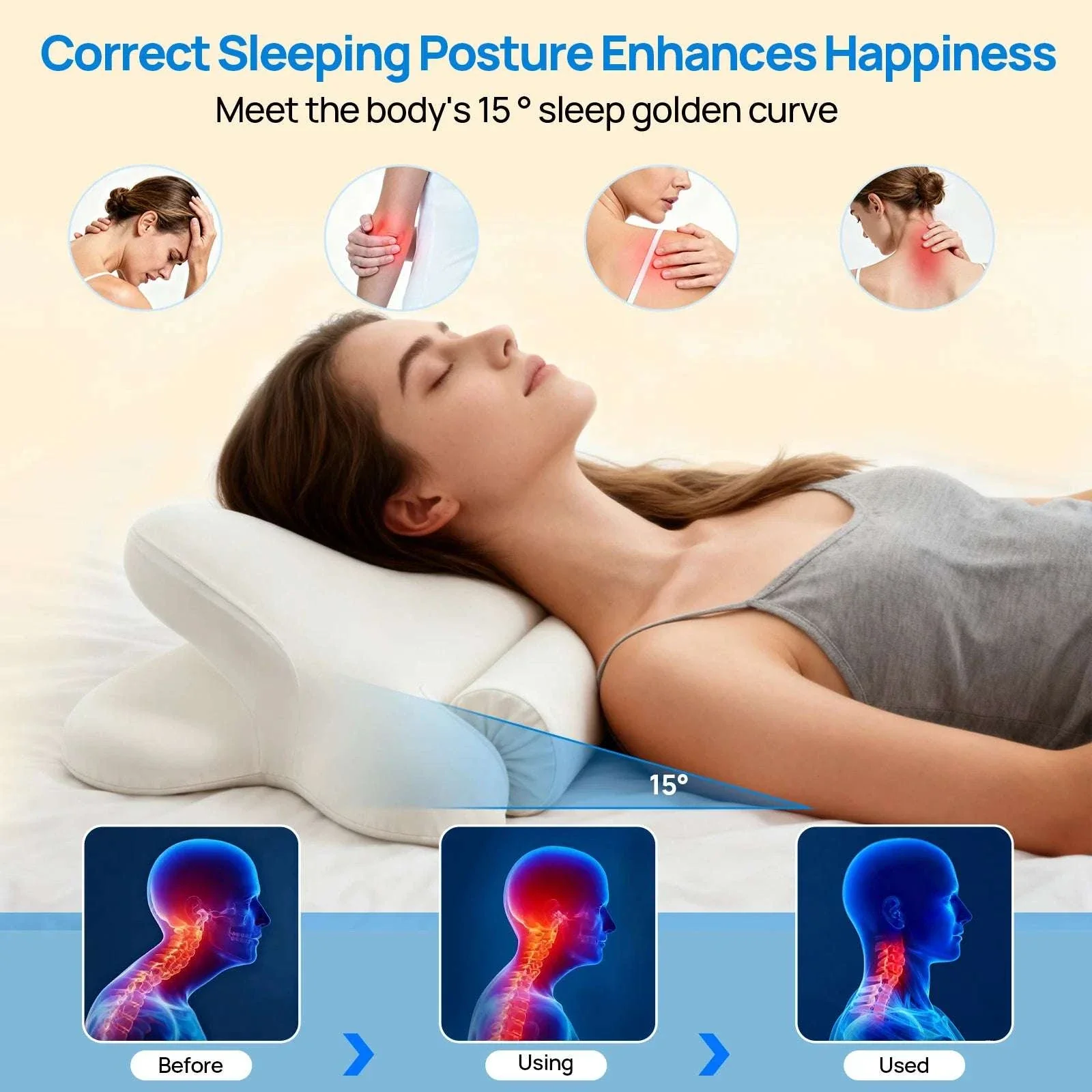 Ergonomic Memory Foam Cervical Neck Pillow with Cooling Cover - Image 4