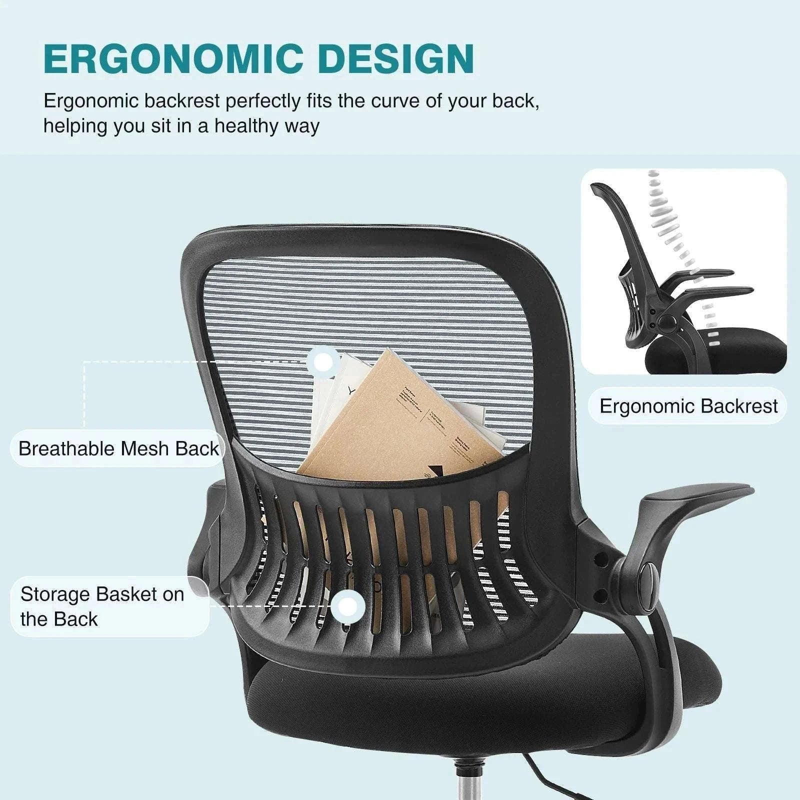 Ergonomic Mesh Office Chair with Lumbar Support & Adjustable Height - Image 11