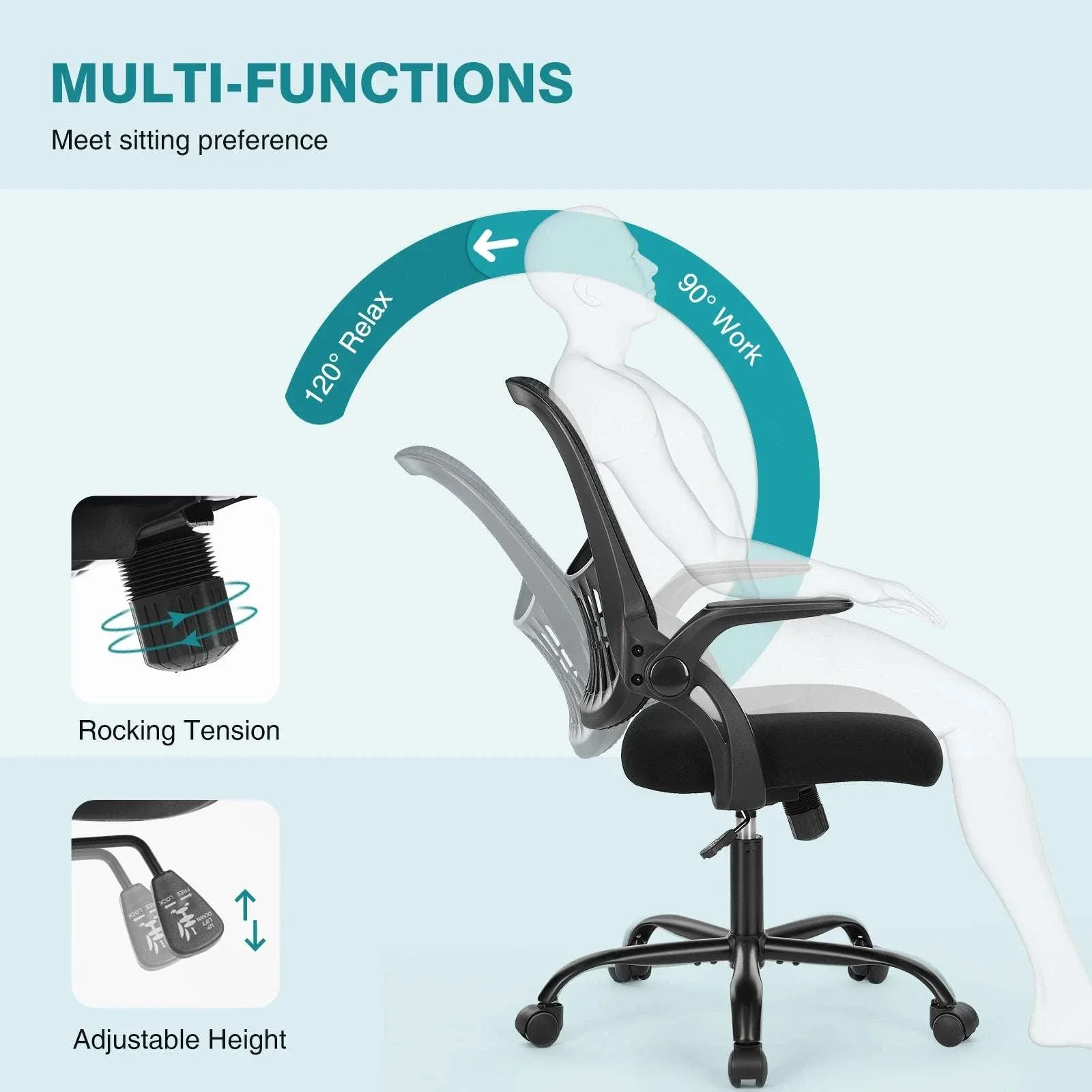 Ergonomic Mesh Office Chair with Lumbar Support & Adjustable Height - Image 13